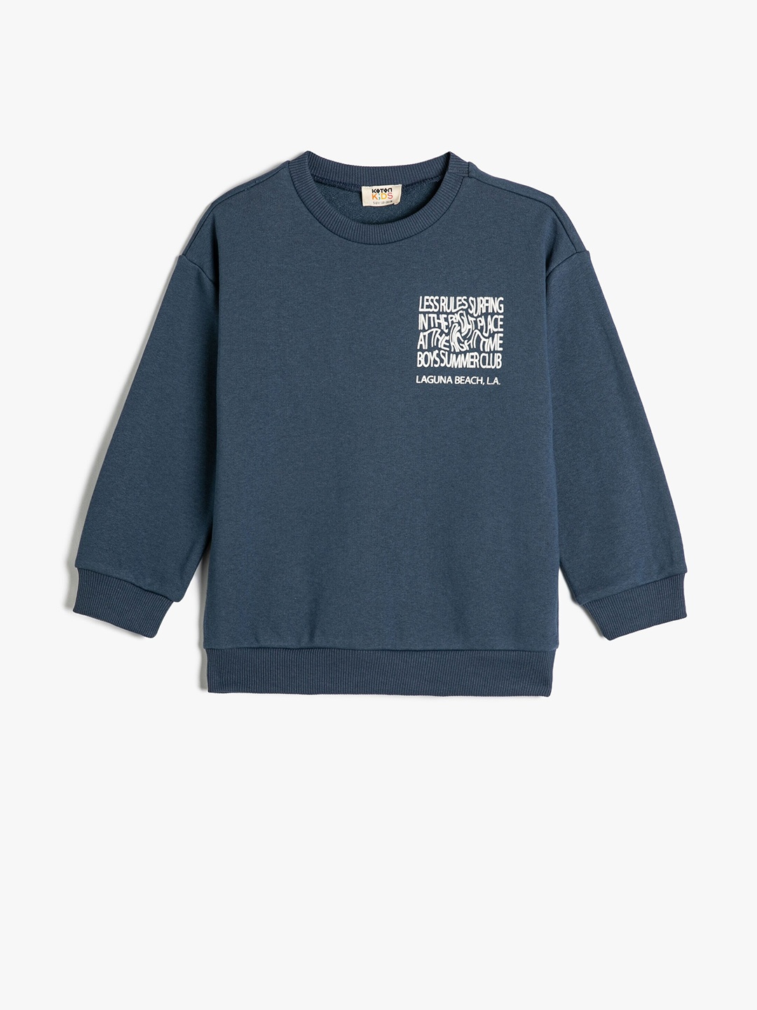 

Koton Boys Typography Printed Cotton Pullover Sweatshirt, Navy blue