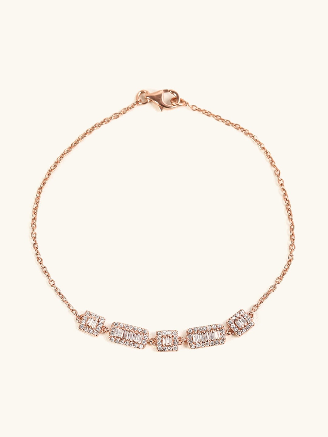 

Mabel Rose Gold-Plated Cubic Zirconia-Studded 92.5 Sterling Silver Link Bracelet