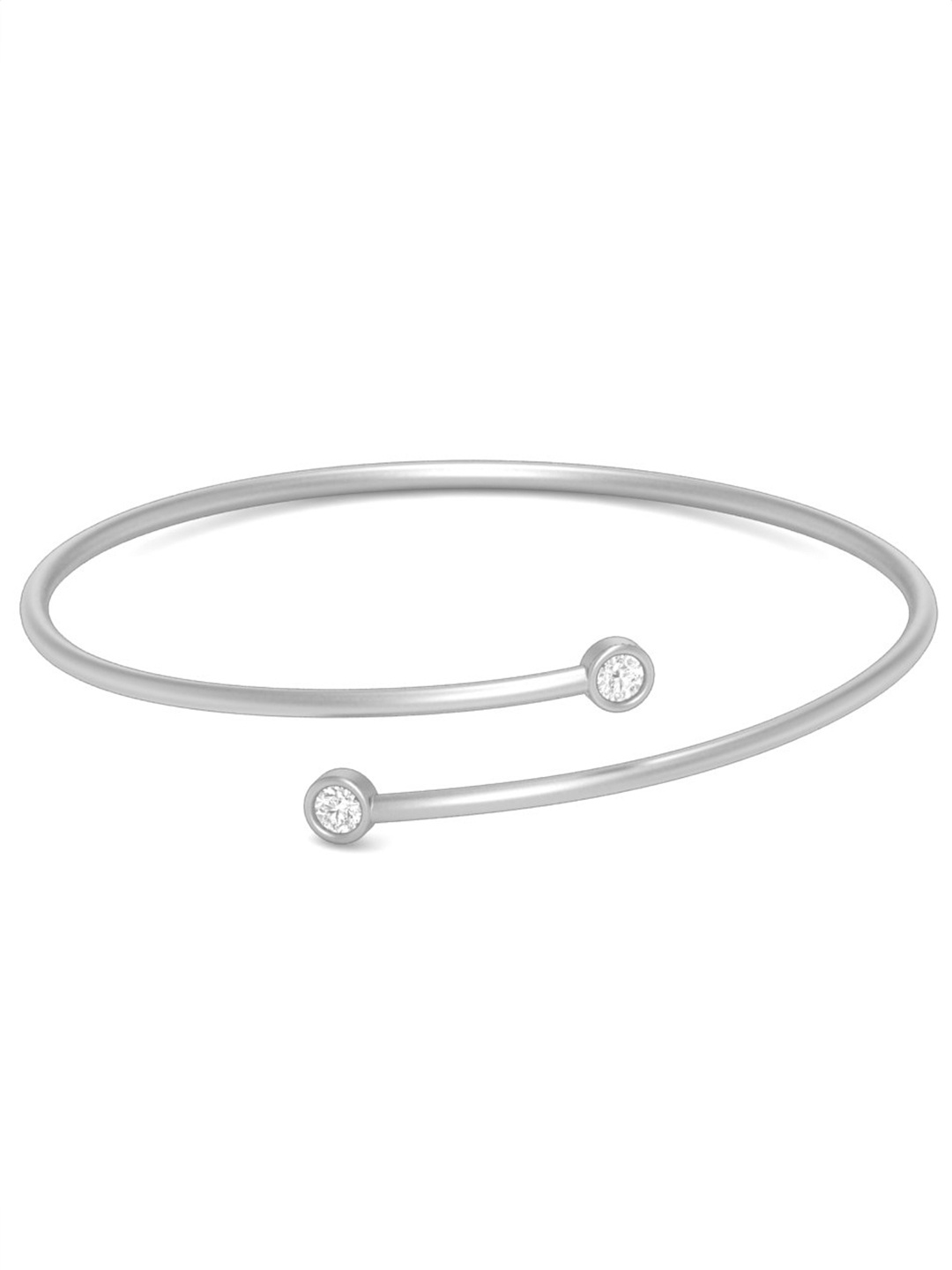 

Mabel 925 Sterling Silver Rhodium Plated Crossover Solitaire Cuff Bracelet