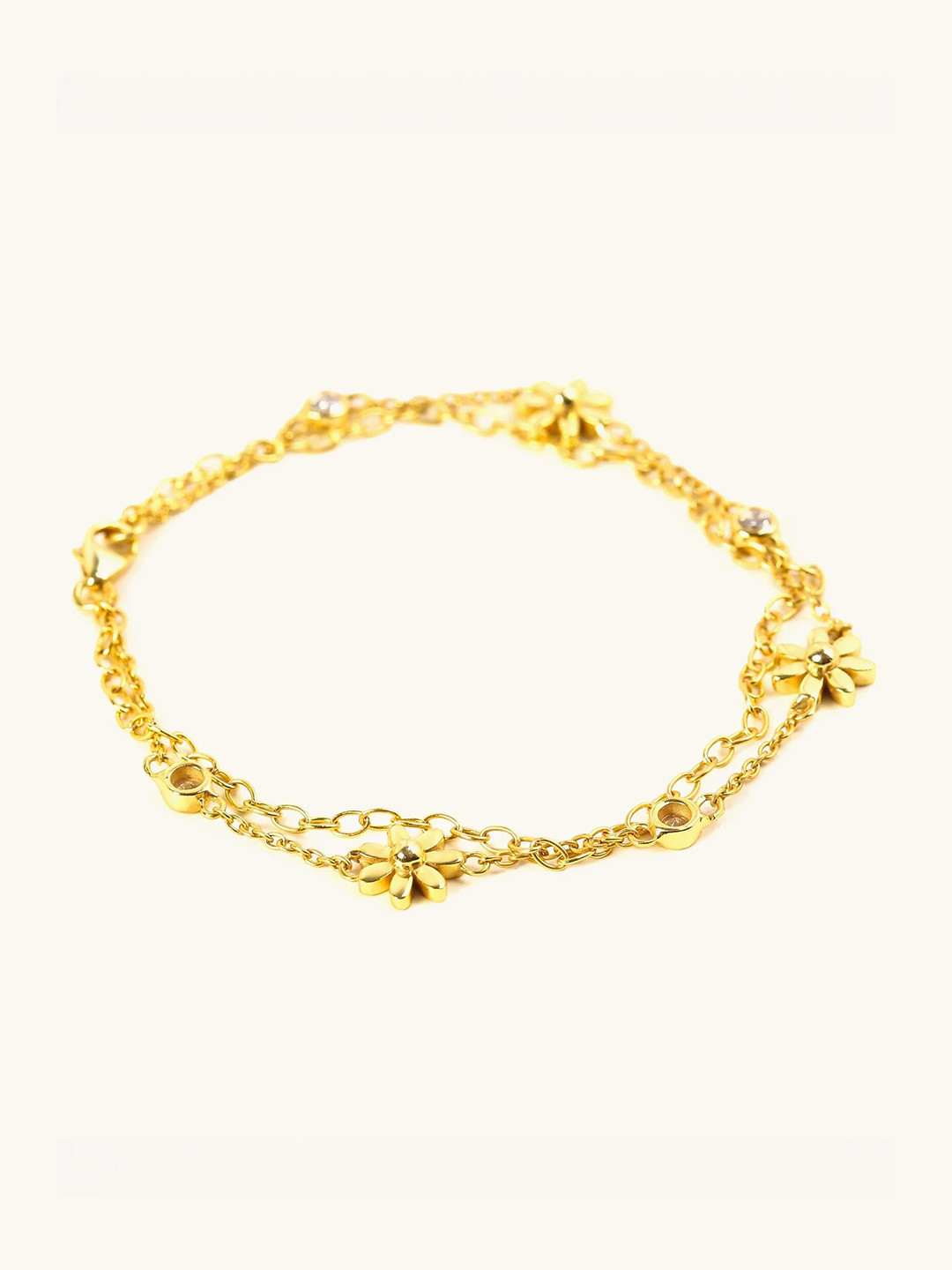 

Mabel 925 Sterling Silver 18 Karat Gold Plated Layered Floral Bracelet