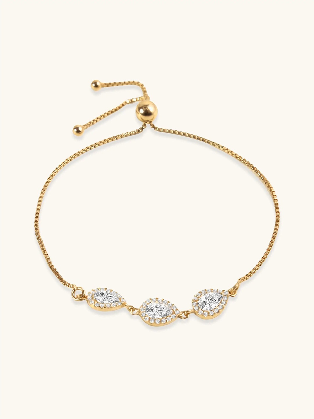 

Mabel 925 Sterling Silver Rose Gold Plated Pears and Halos Bracelet
