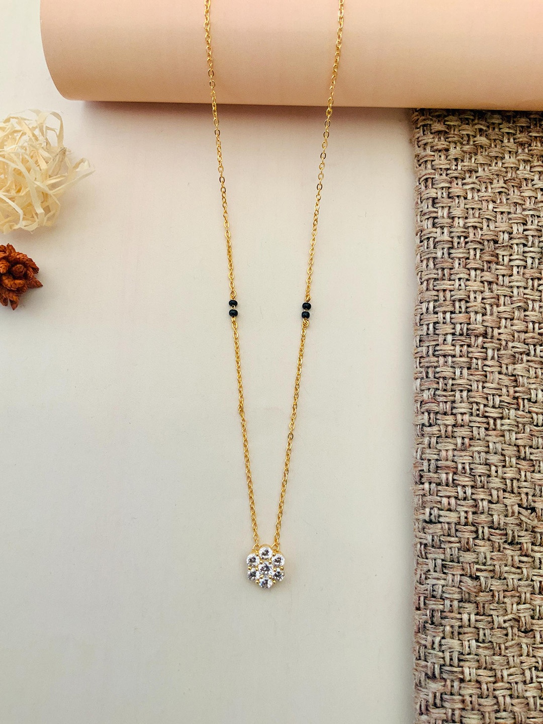 

ABDESIGNS Gold-Plated Artificial Stones and Beads Mangalsutra