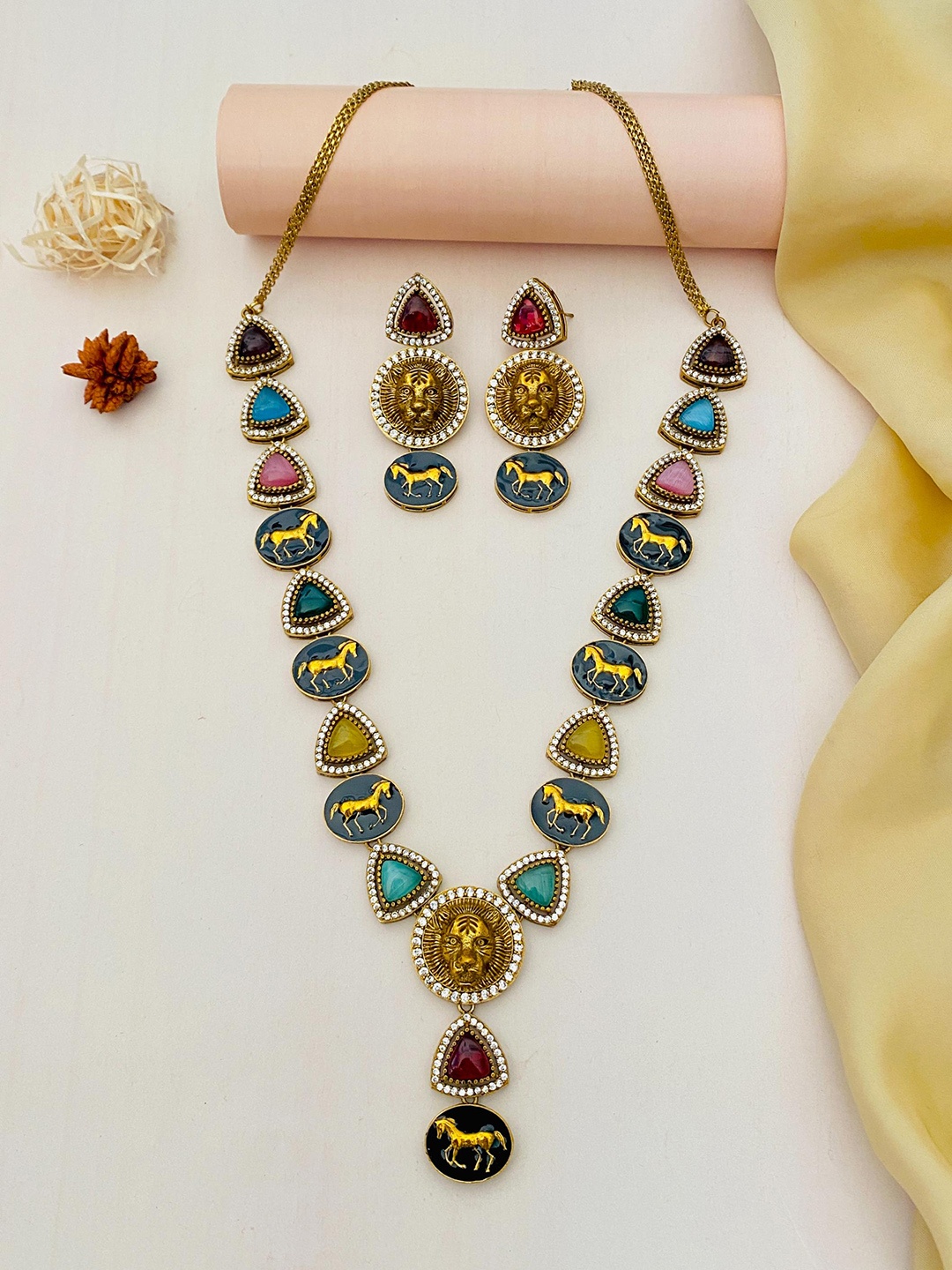 

ABDESIGNS Stone Studded Jewellery Set, Gold