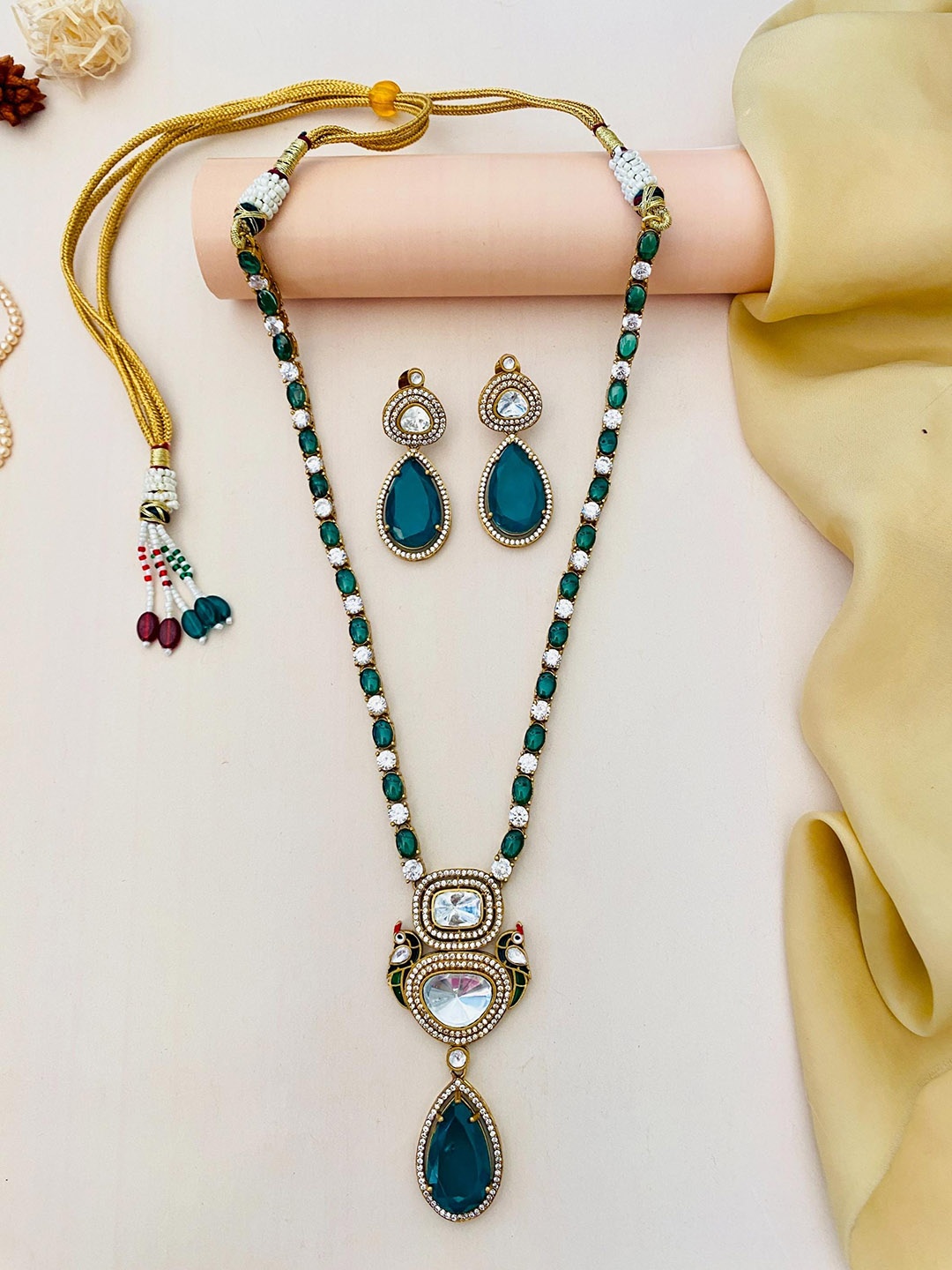

ABDESIGNS Gold-Plated Stone-Studded Jewellery Set