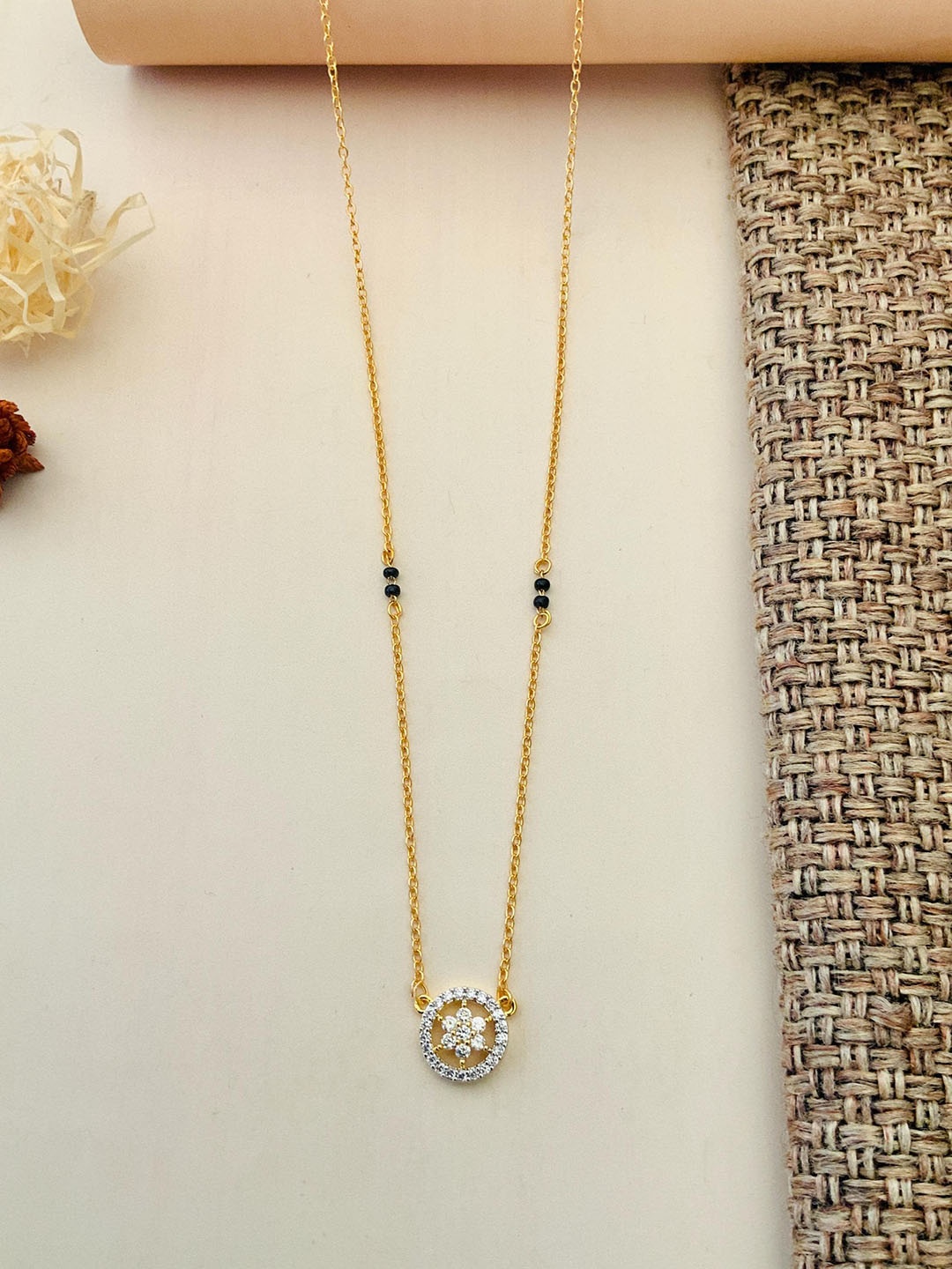 

ABDESIGNS Gold-Plated Artificial Stones and Beads Mangalsutra