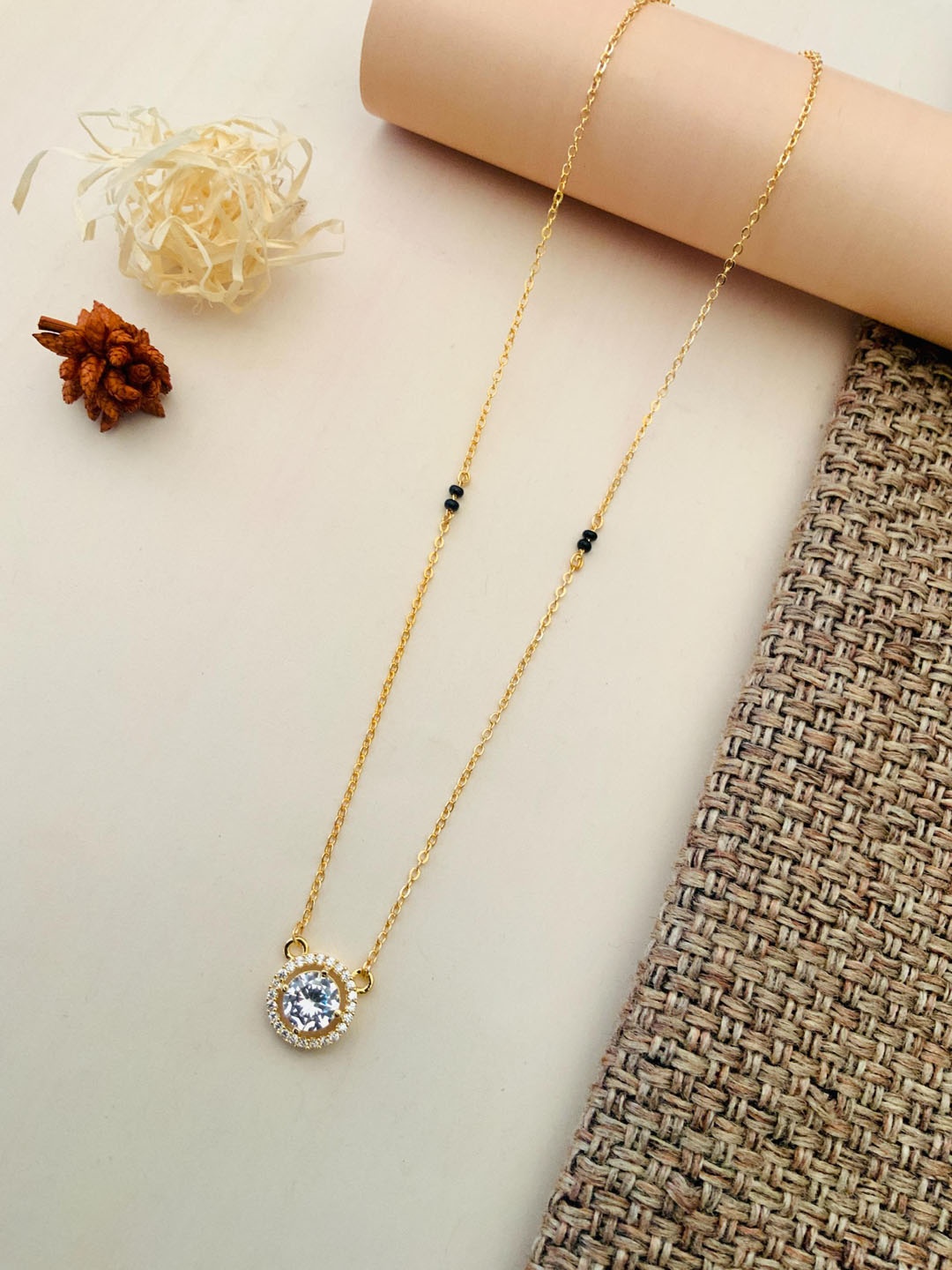 

ABDESIGNS Gold-Plated Artificial Stones and Beads Mangalsutra