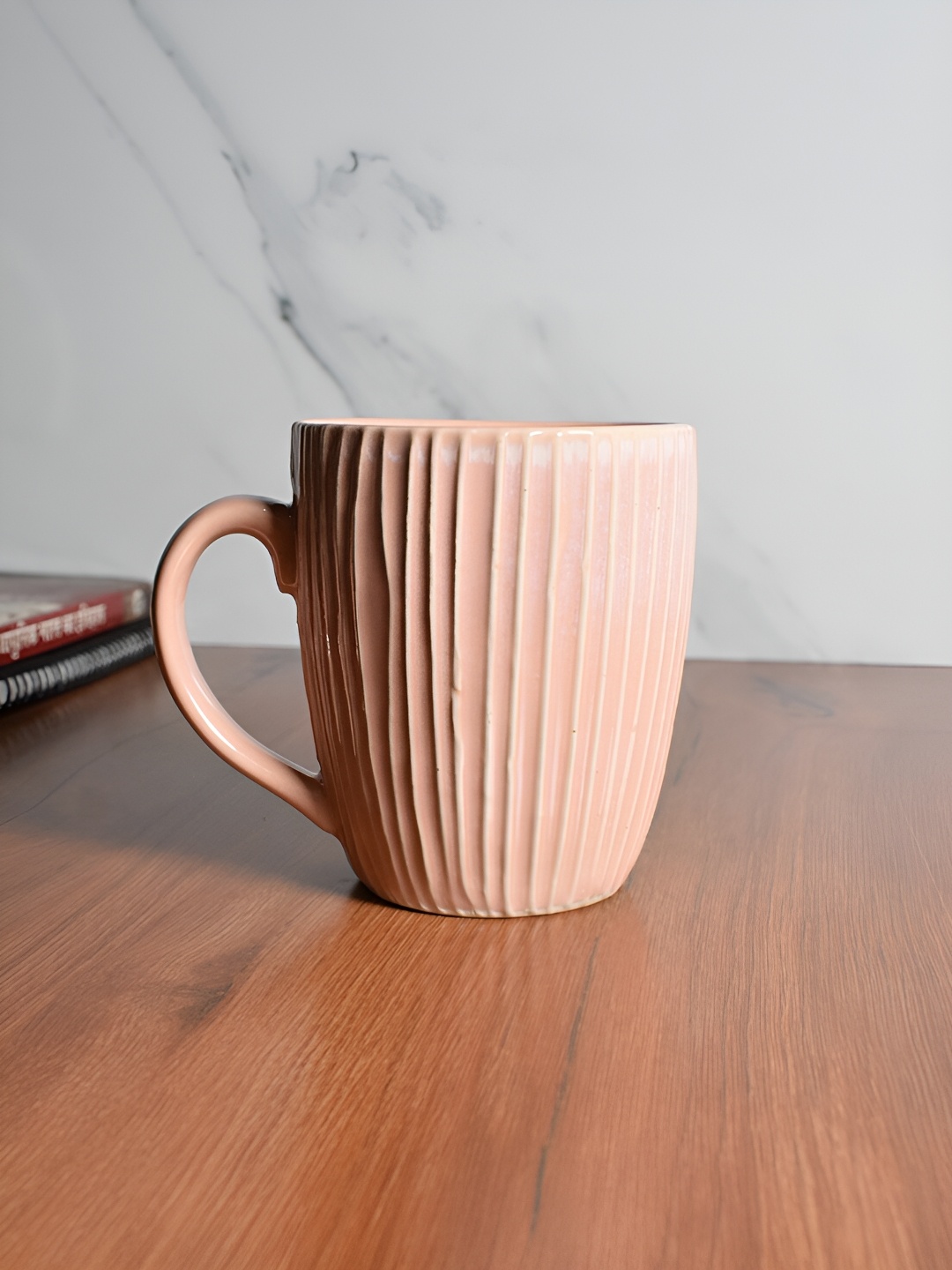 

The Decor Lane Pink Textured Ceramic Glossy Dishwasher & Microwave Safe Mug