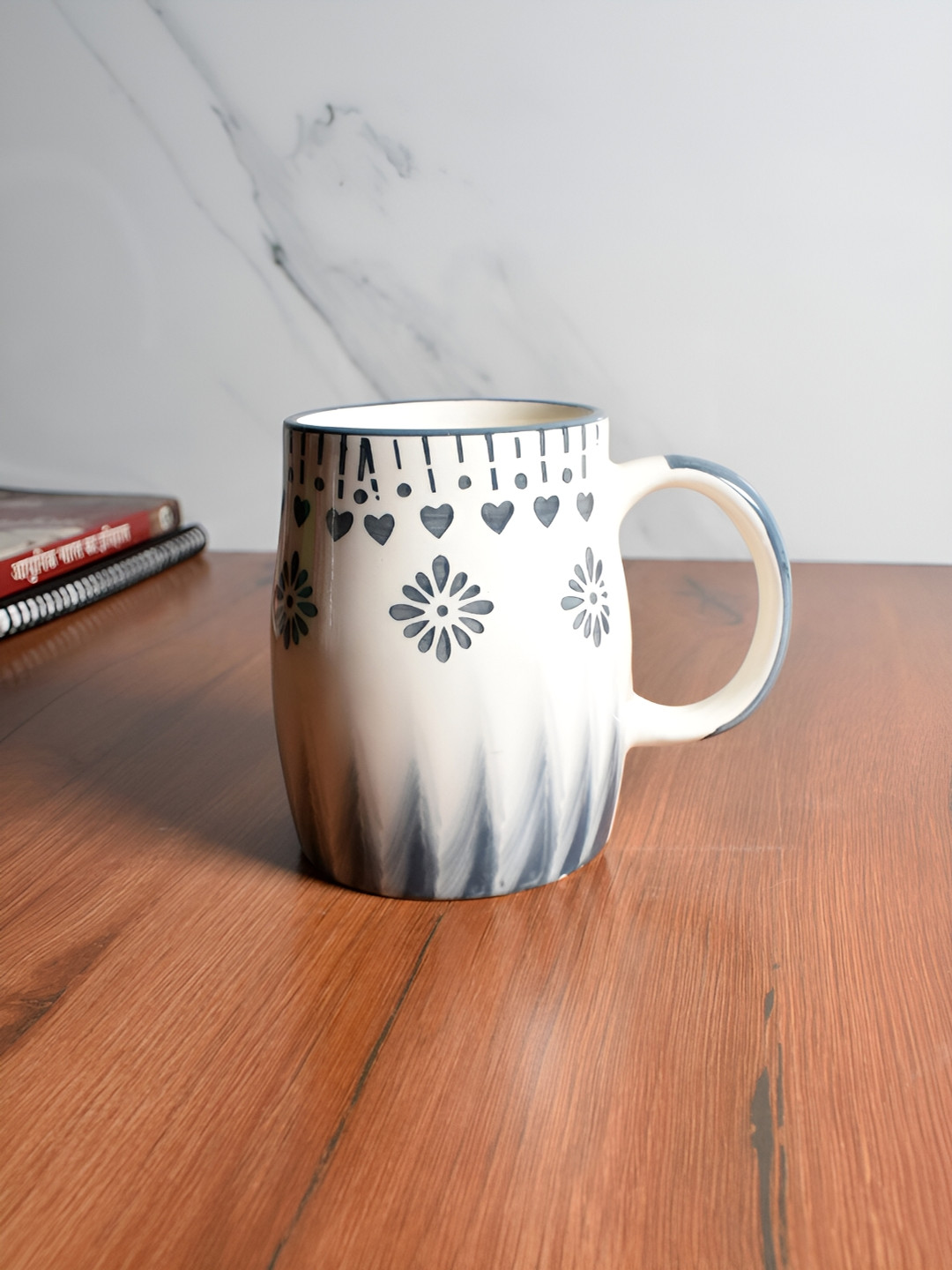 

The Decor Lane Grey & White Printed Ceramic Glossy Mug 320 ml
