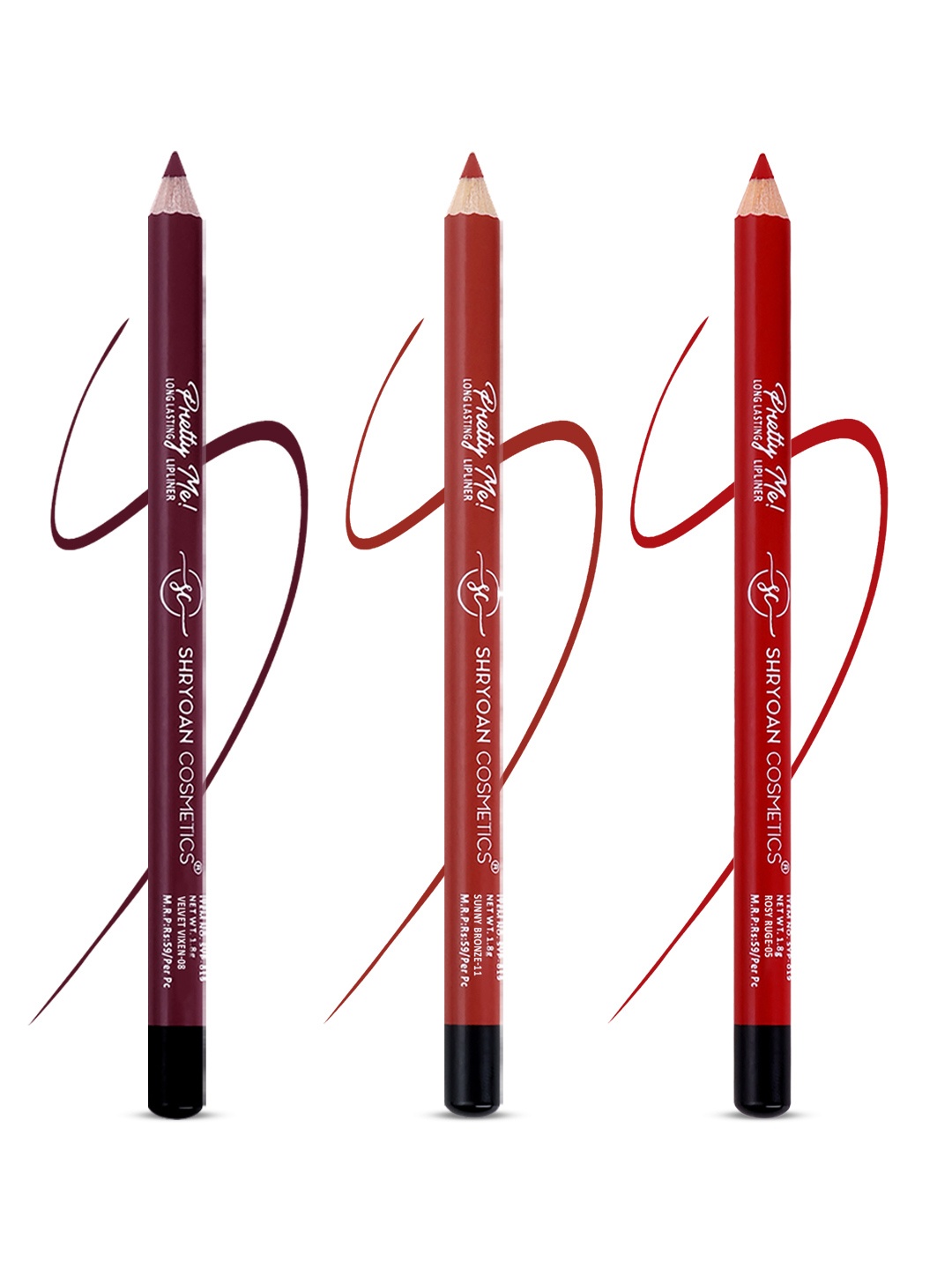 

SHRYOAN Pretty Me Set Of 3 Long Lasting Lip Liner - 1.8g Each - SH5-8-11, Multi