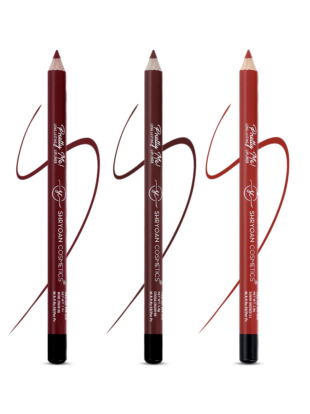 

SHRYOAN Pretty Me Set Of 3 Long Lasting Lip Liner - 1.8g Each - SH6-9-11, Multi