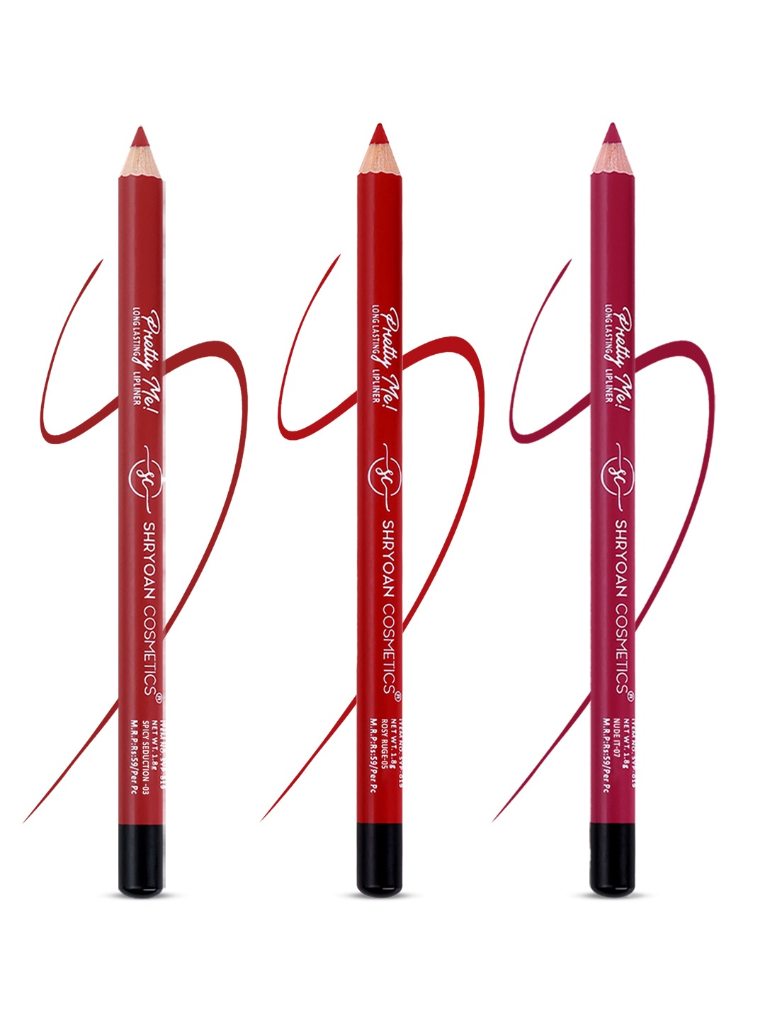 

SHRYOAN Pretty Me Set Of 3 Long Lasting Lip Liner - 1.8g Each - SH7-5-3, Multi