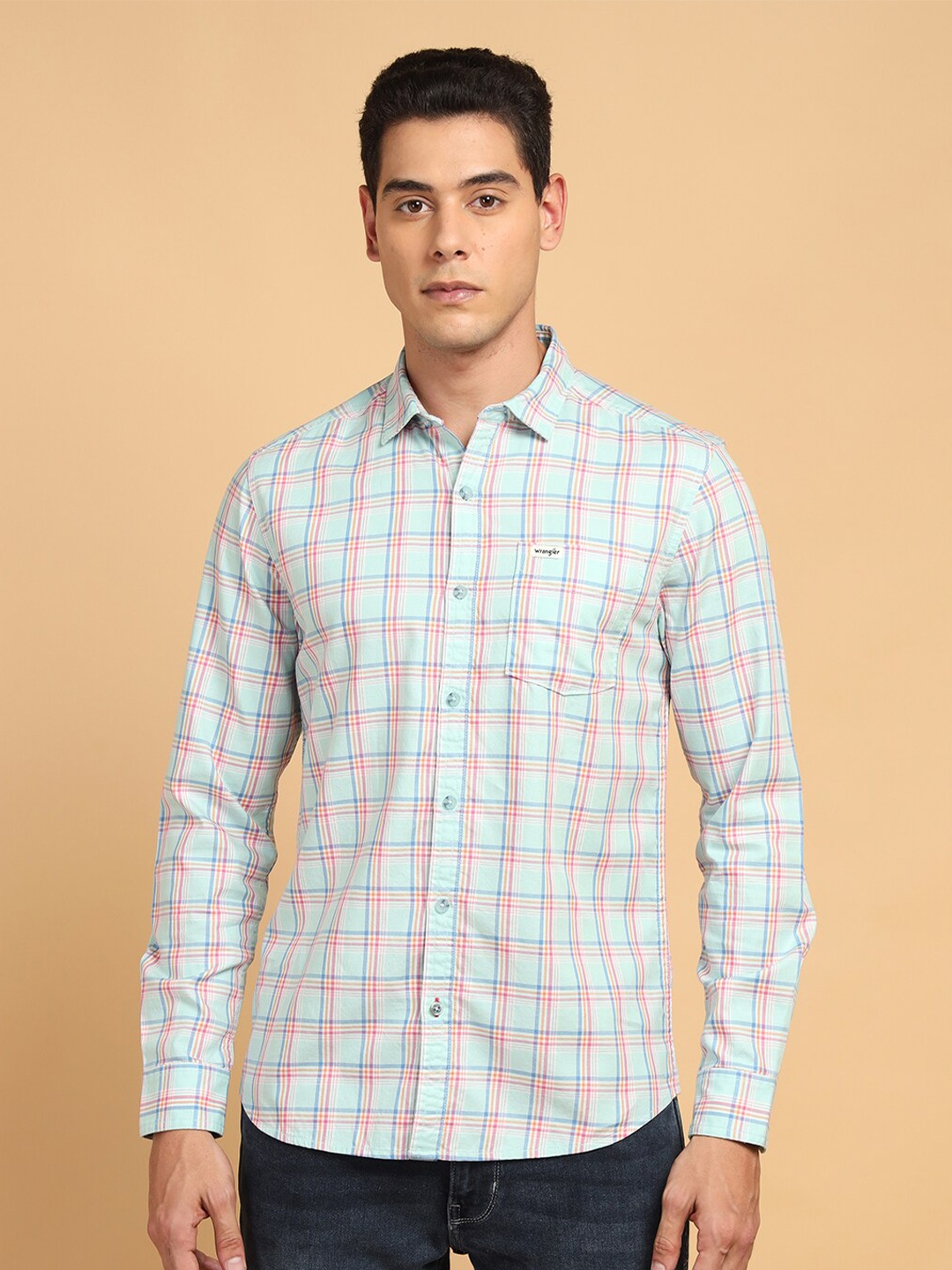 

Wrangler Tartan Checked Cotton Casual Shirt, Blue