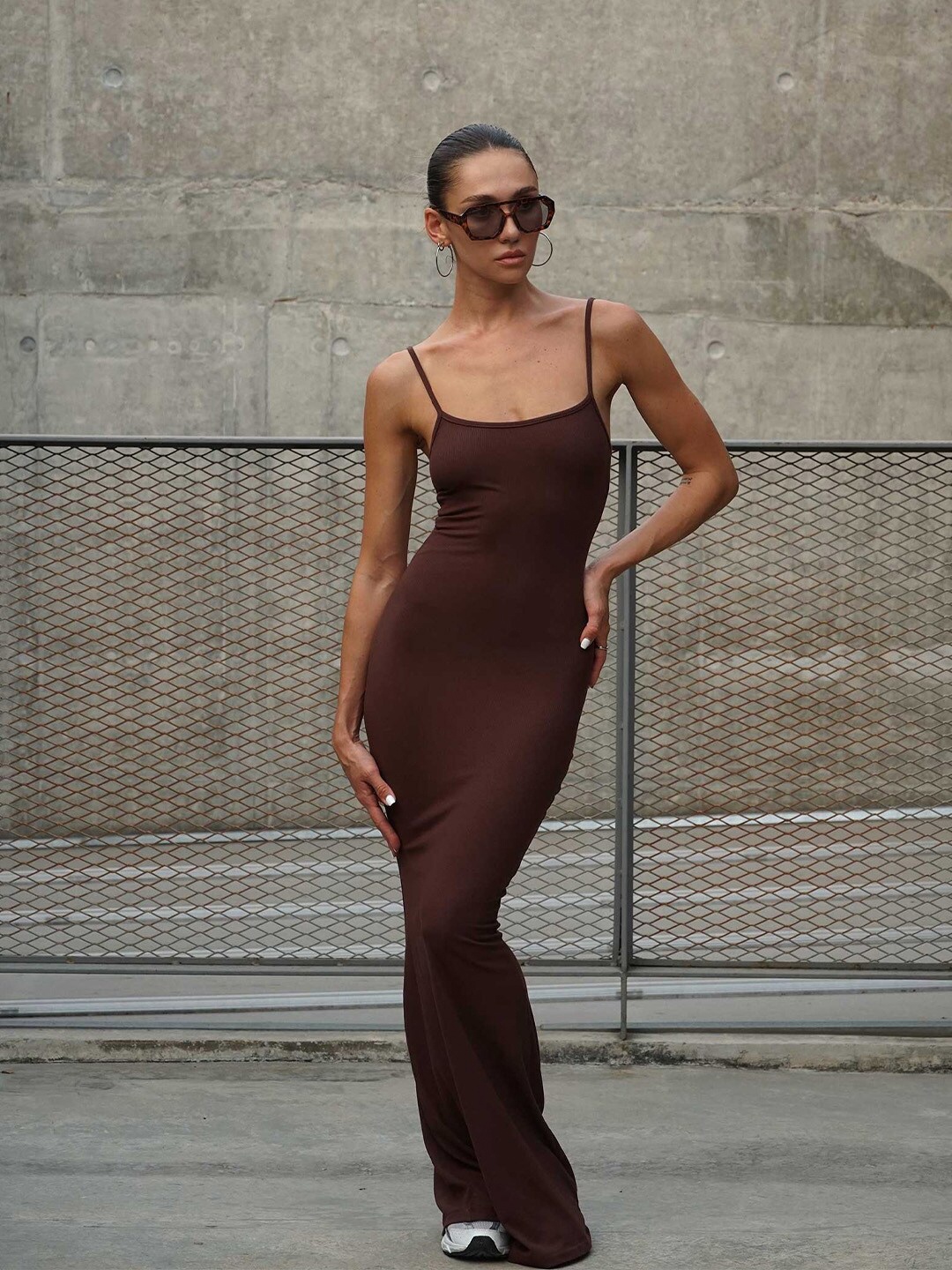

Bonkers Corner Shoulder Straps Maxi Dress, Brown