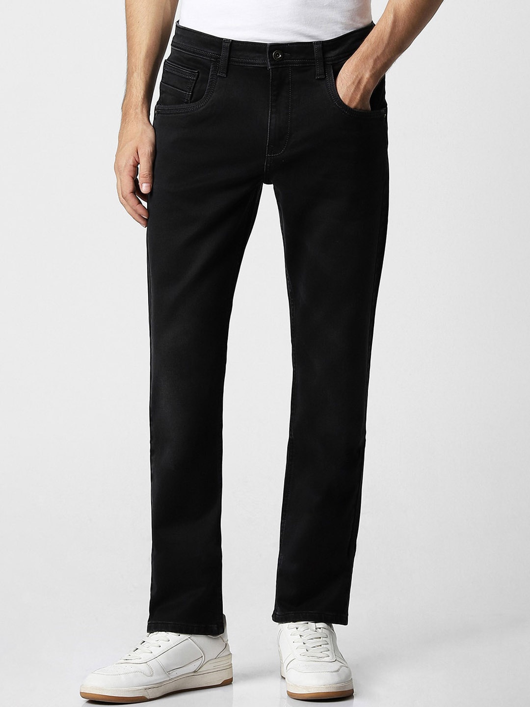 

VAN HEUSEN DENIM LABS Men Slim Fit Clean Look Stretchable Jeans, Black