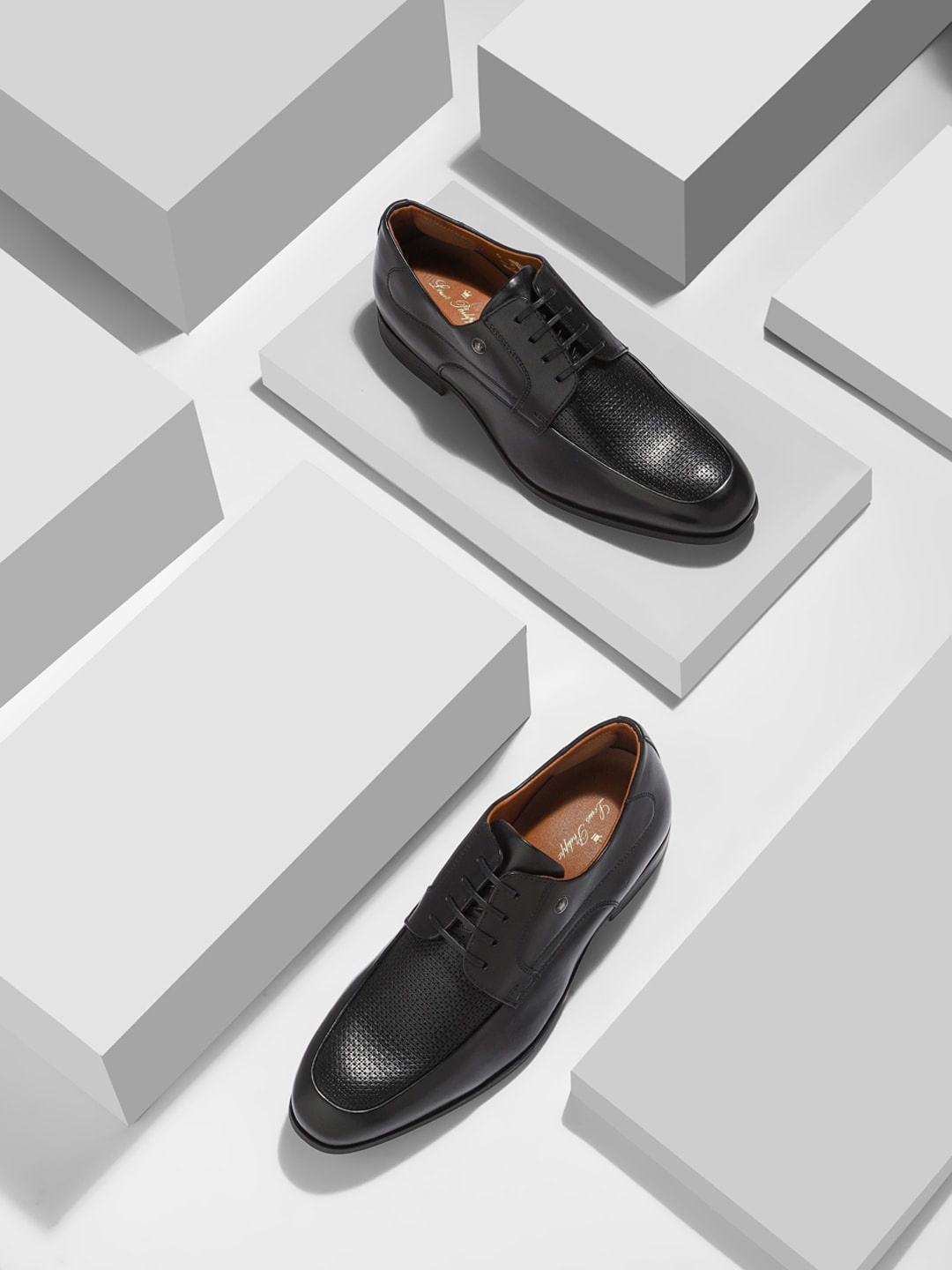

Louis Philippe Men Perforations Leather Slip-On Sneakers, Black