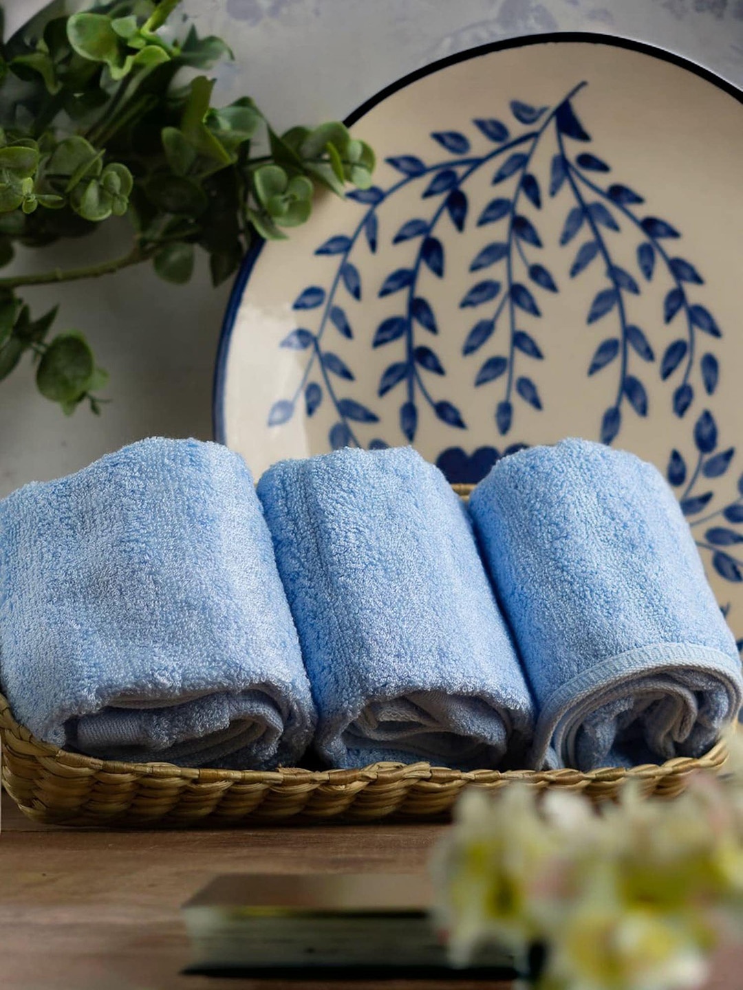 

MUSH Blue 3 Pieces Bamboo 500 GSM Face Towels