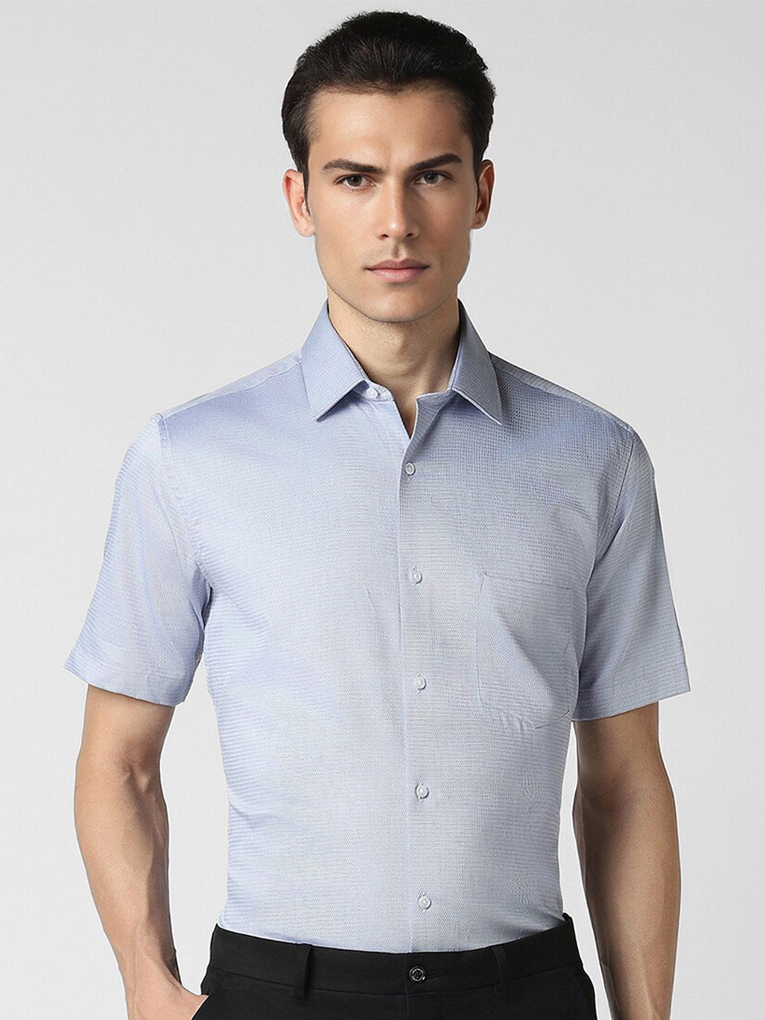 

Van Heusen Textured Opaque Cotton Formal Shirt, Blue