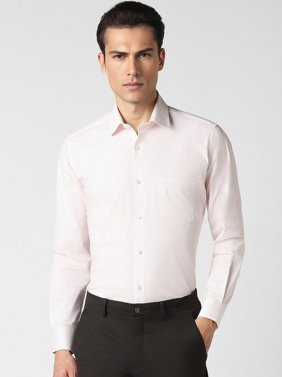 

Van Heusen Printed Spread Collar Long Sleeves Regular Fit Shirt, White