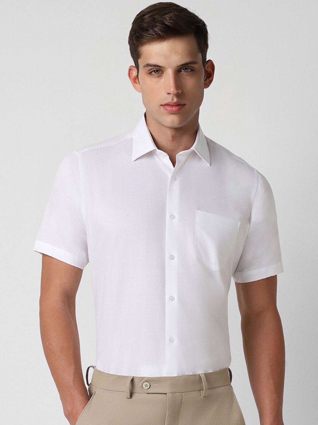 

Van Heusen Spread Collar Short Sleeves Cotton Regular Fit Shirt, White