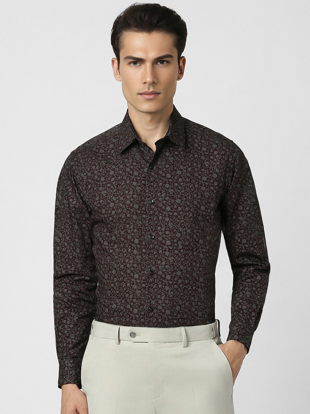 

Van Heusen Floral Printed Cotton Spread Collar Long Sleeves Opaque Casual Shirt, Brown