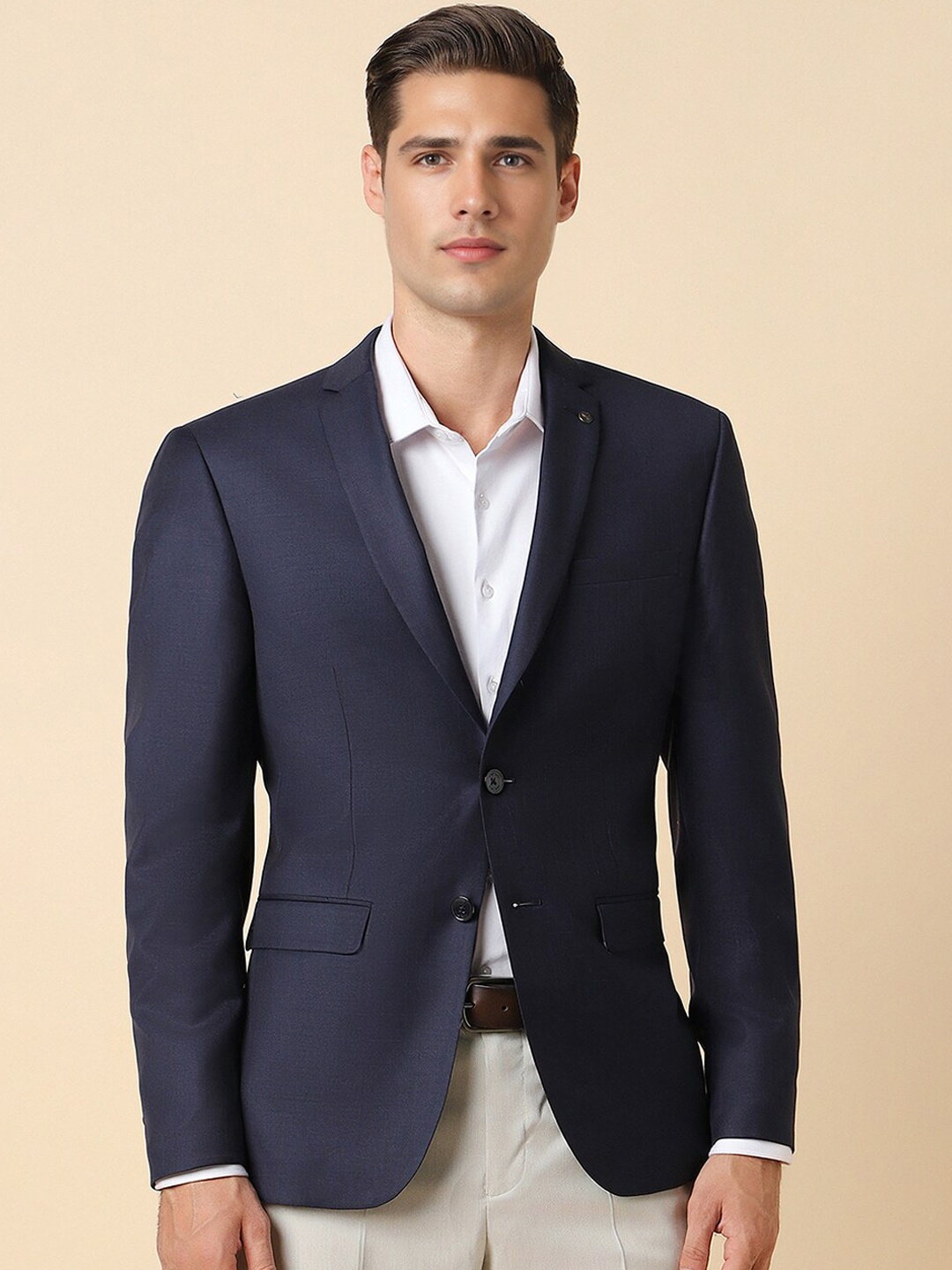 

Allen Solly Men Slim-Fit Single Breasted Blazer, Navy blue