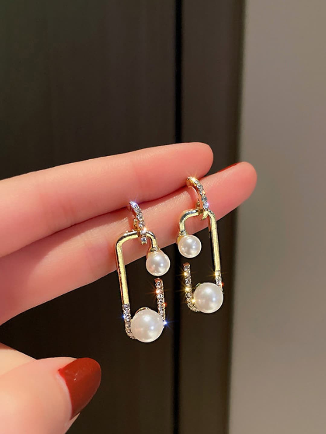 

VAGHBHATT Geometric Drop Earrings, Gold
