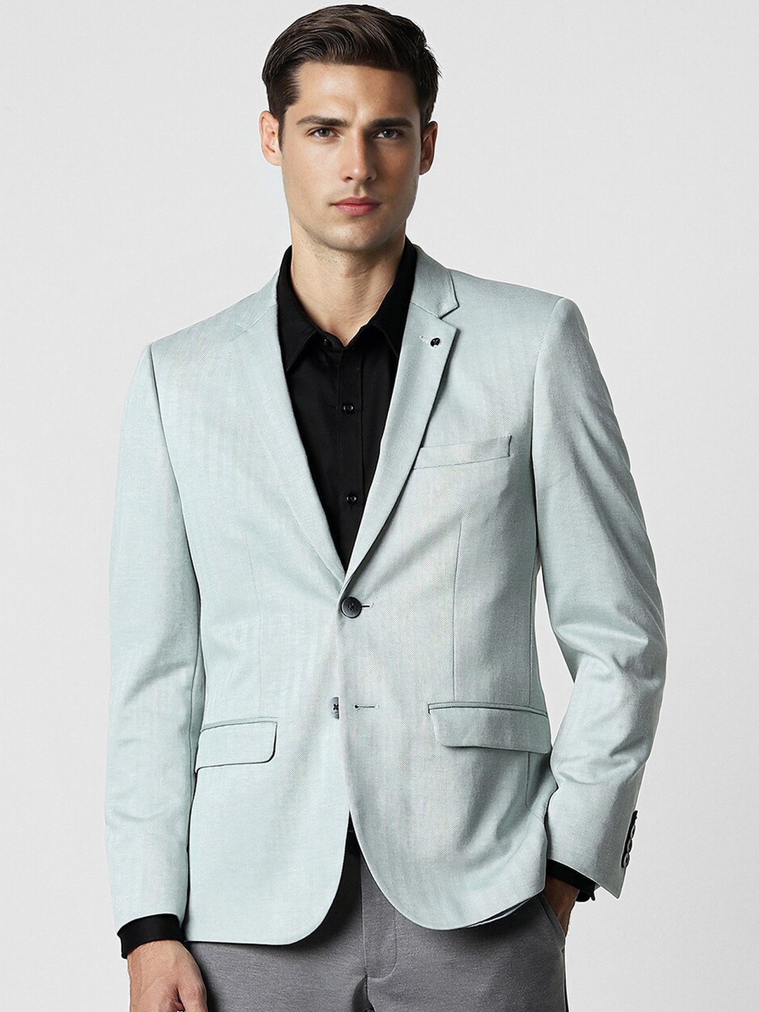 

Van Heusen Men Striped Ultra Slim-Fit Single Breasted Blazer, Green