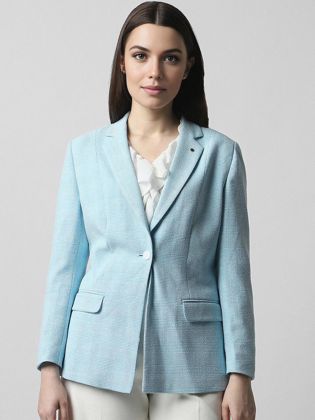 

Van Heusen Self-Designed Slim-Fit Single-Breasted Blazer, Blue