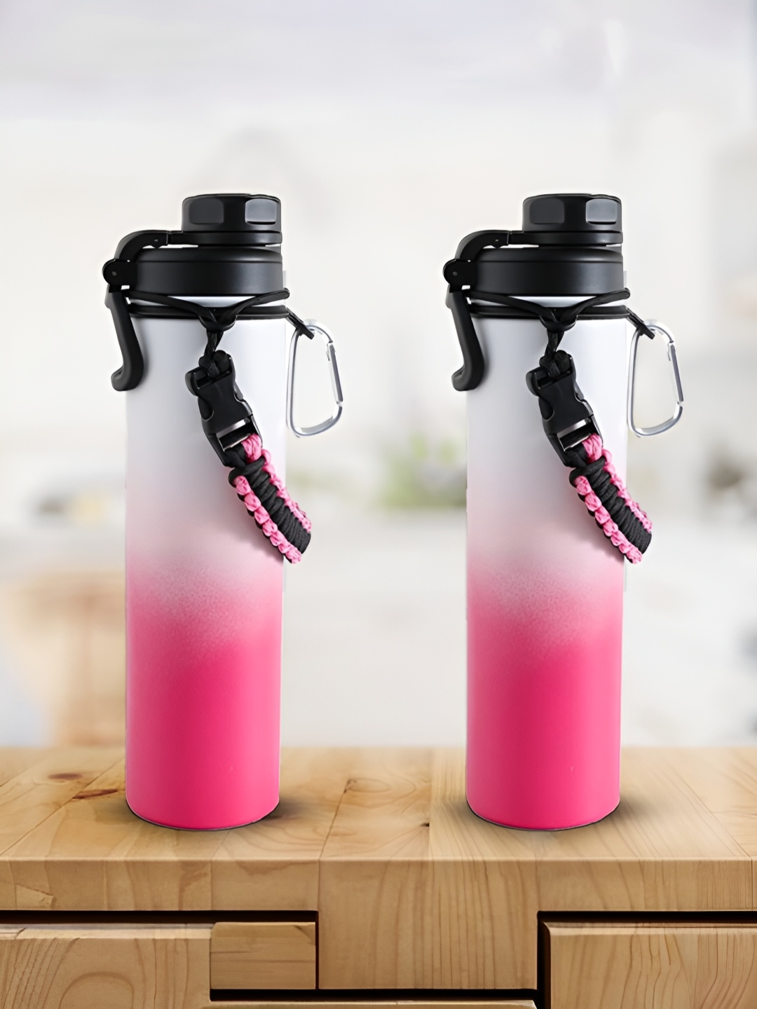 

The Better Home White & Pink 2 Pieces Stainless Steel Water Bottles 1.2 Ltrs Each