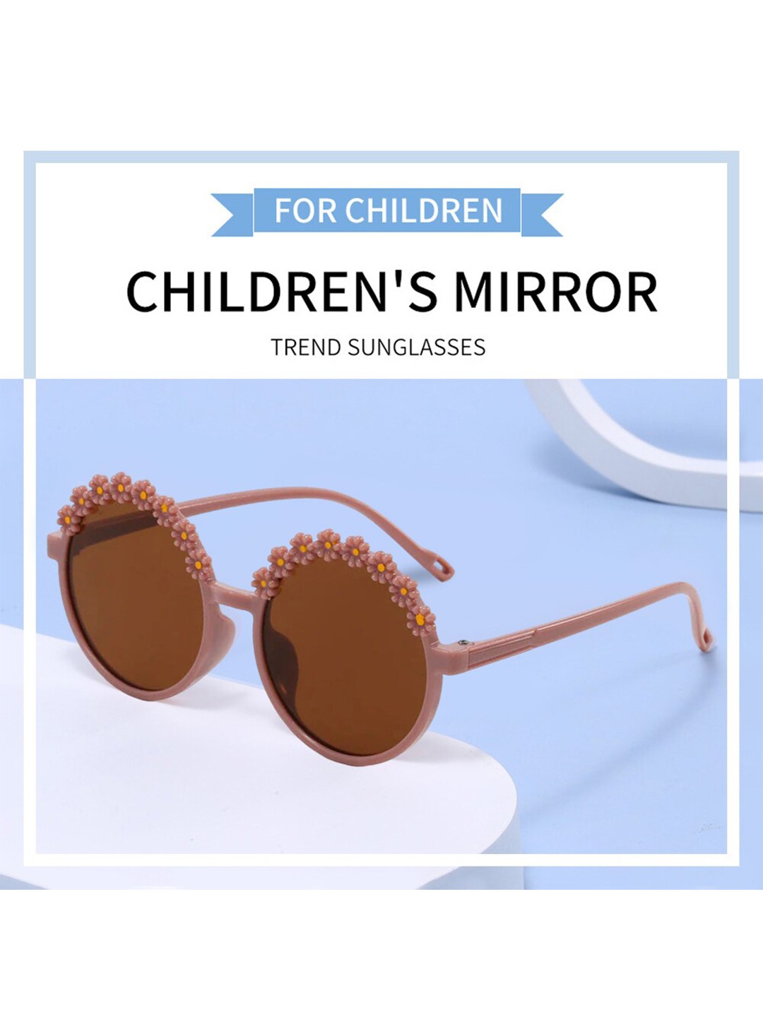 

SYGA Unisex Kids Round Sunglasses with UV Protected Lens, Brown