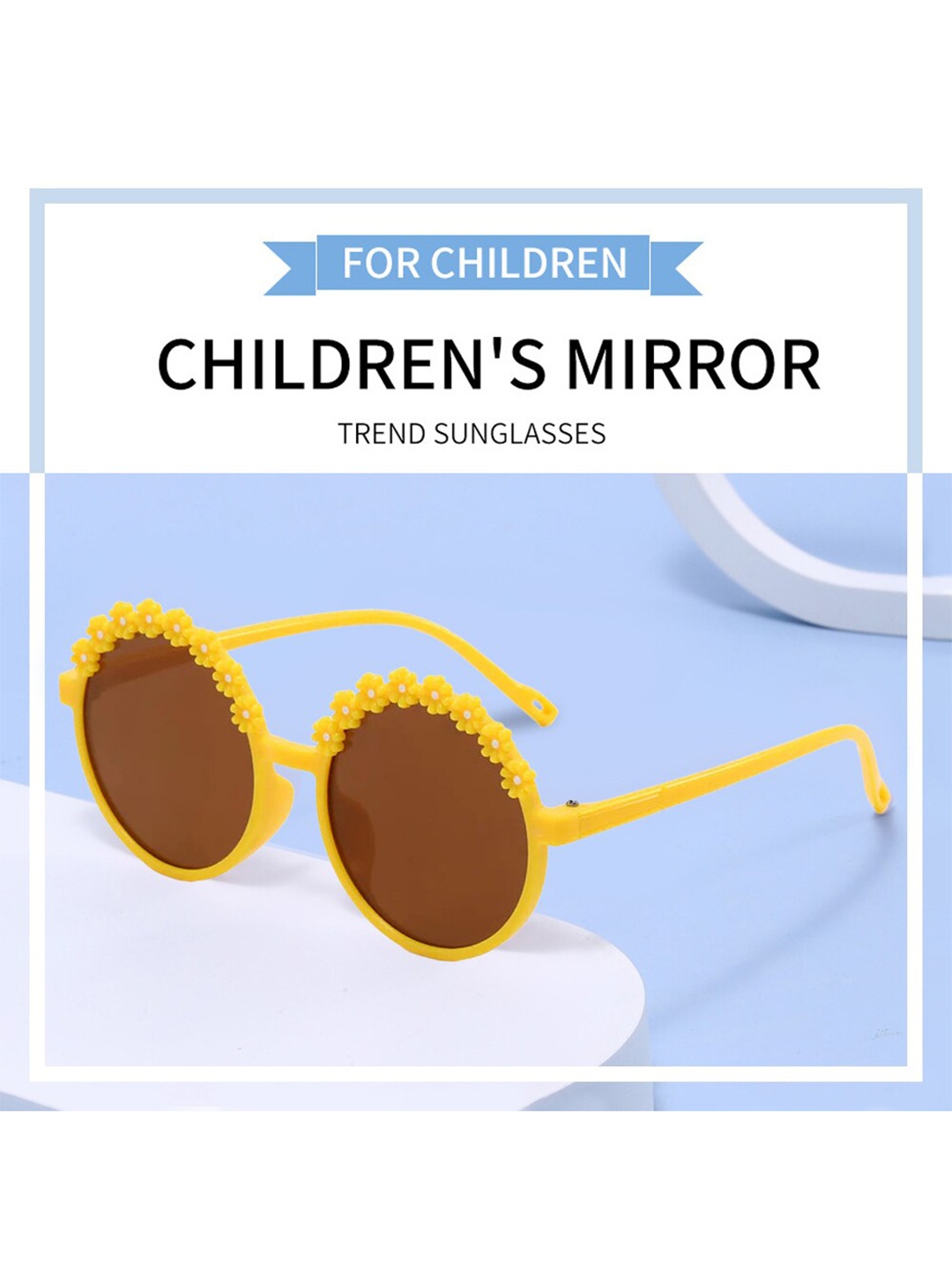 

SYGA Unisex Kids Round Sunglasses with UV Protected Lens, Brown