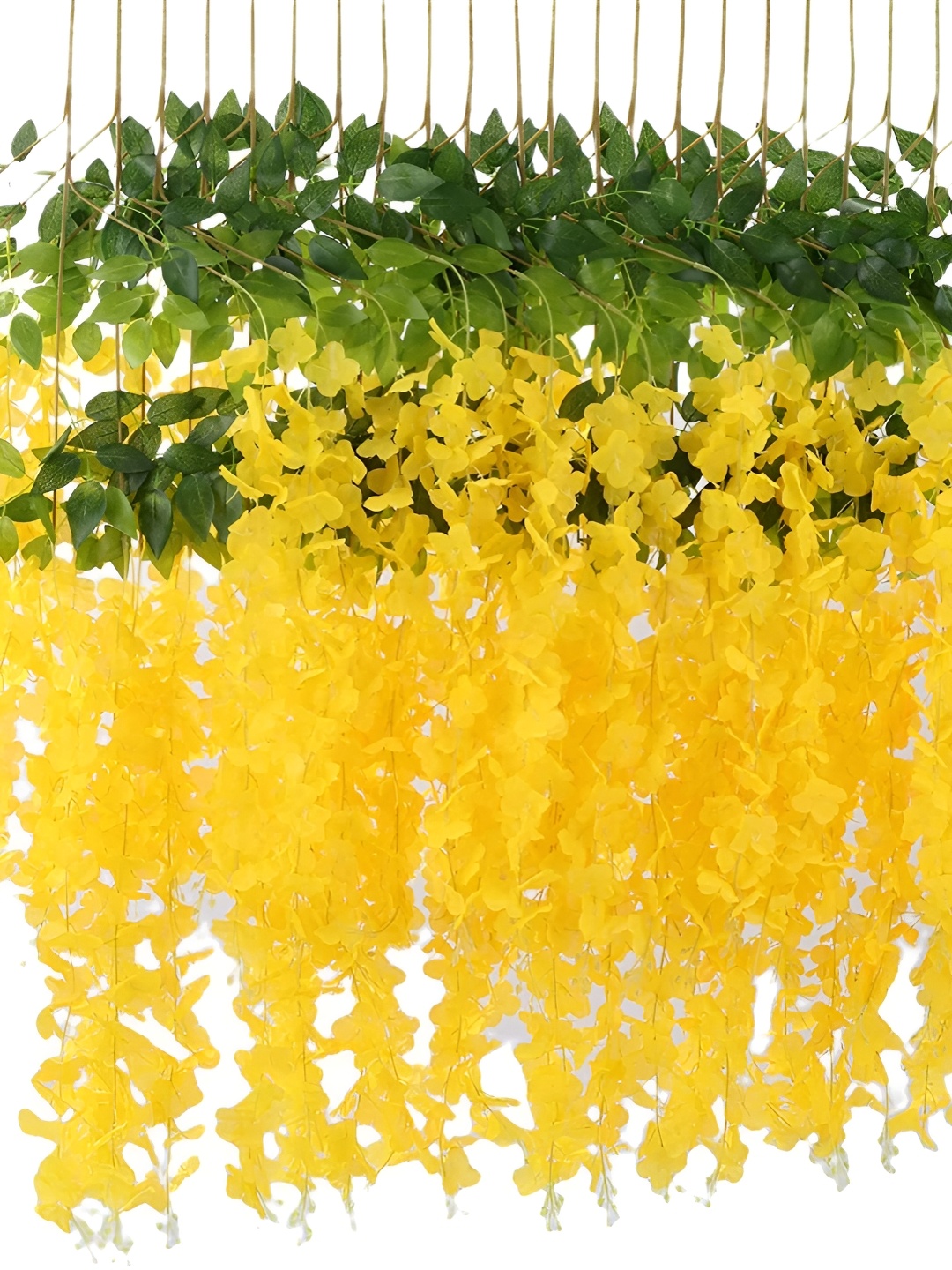 

WELL ART GALLERY Yellow & Green 4 Pieces Hanging Blossom Artificial Flower