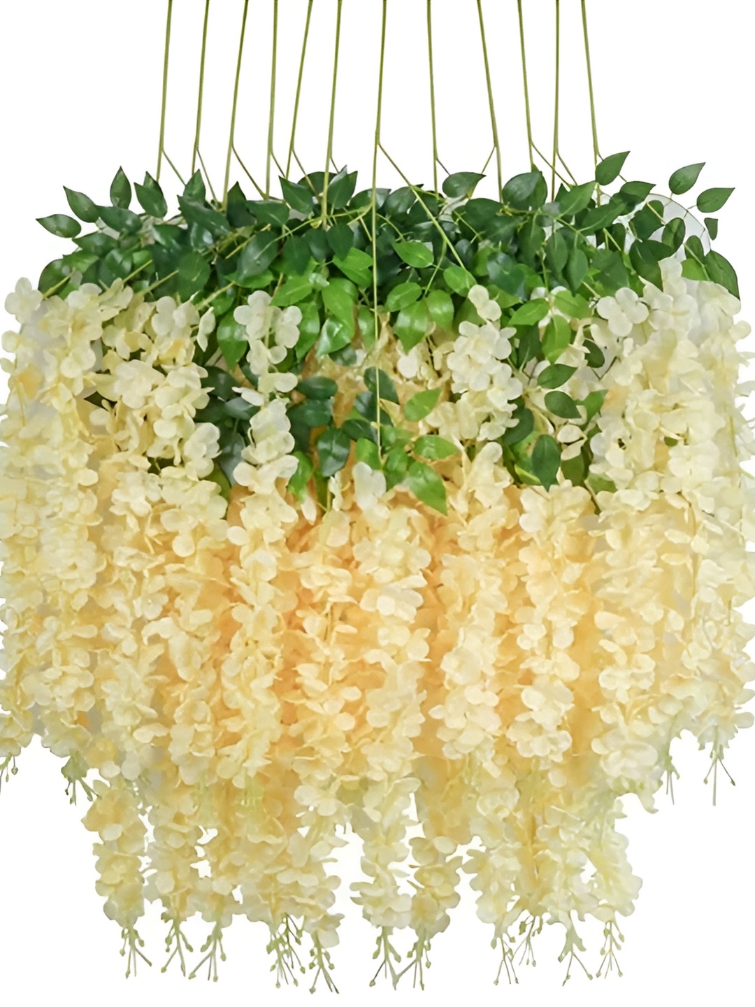 

WELL ART GALLERY Beige & Green 12 Pieces Hanging Blossom Artificial Flower