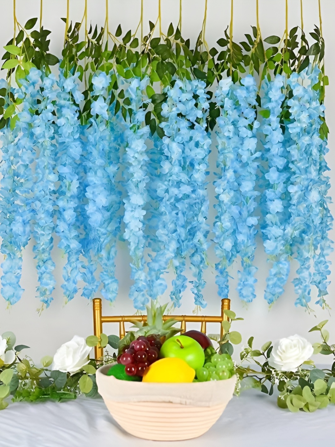 

WELL ART GALLERY Blue & Green 6 Pieces Hanging Blossom Artificial Flower