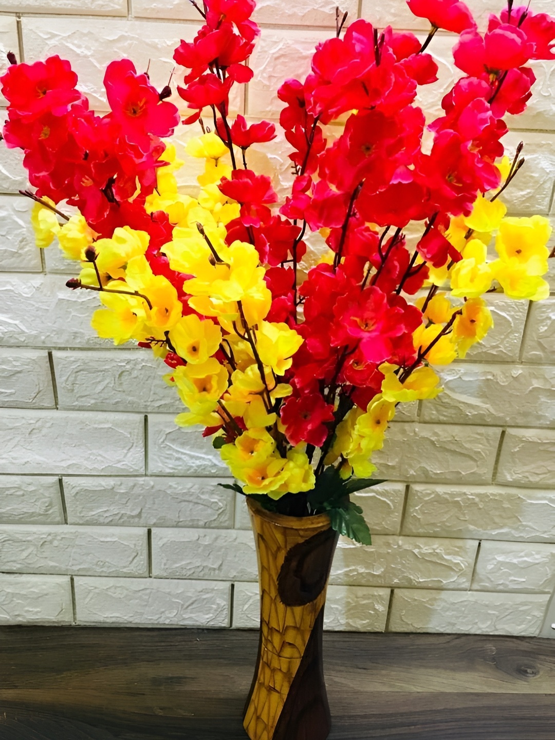 

WELL ART GALLERY Red & Yellow 2 Pieces Blossom Artificial Flower