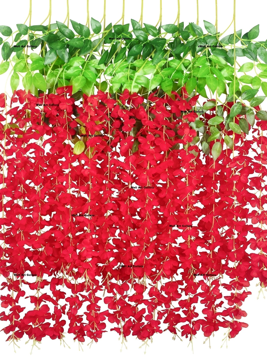 

WELL ART GALLERY Red & Green 10 Pieces Hanging Blossom Artificial Flower