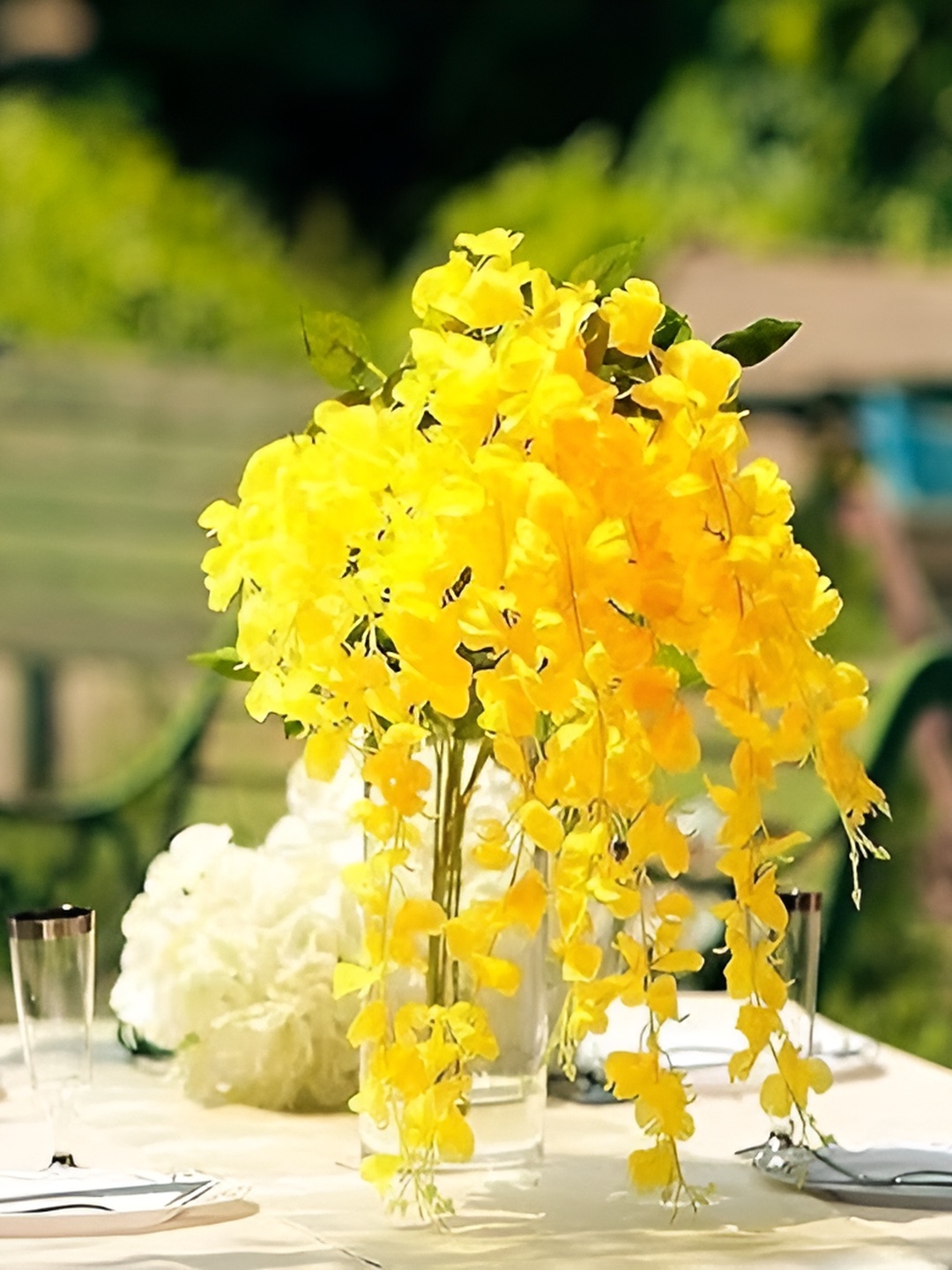 

WELL ART GALLERY Yellow & Green 12Pcs Hanging Blossom Artificial Flowers