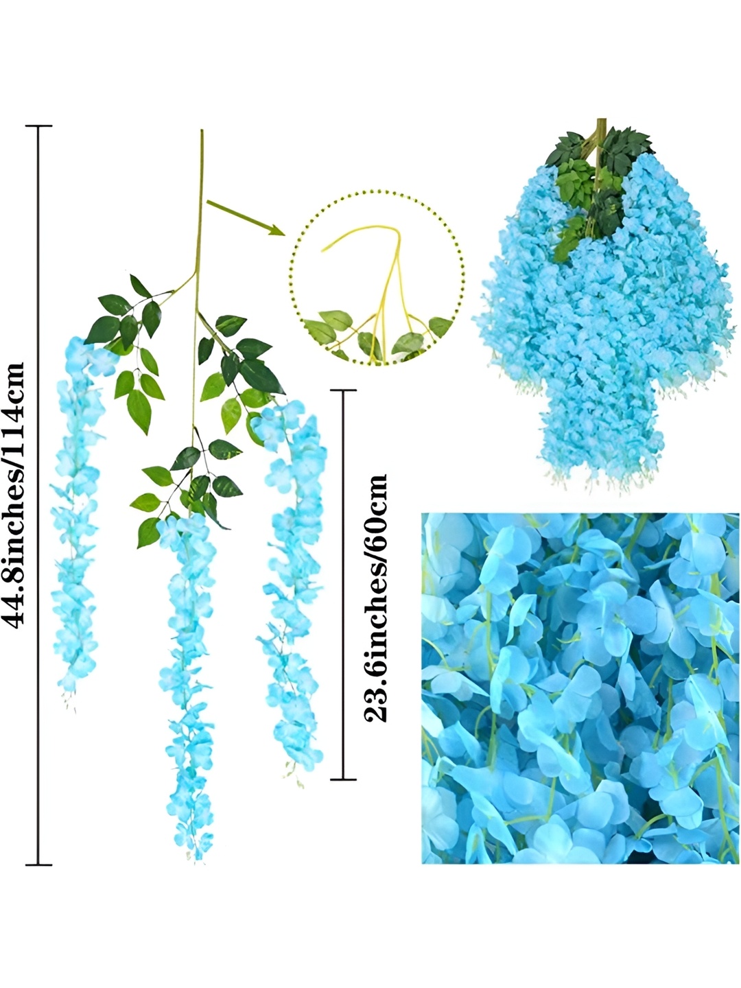 

WELL ART GALLERY Blue 4 Pieces Hanging Blossom Artificial Flowers