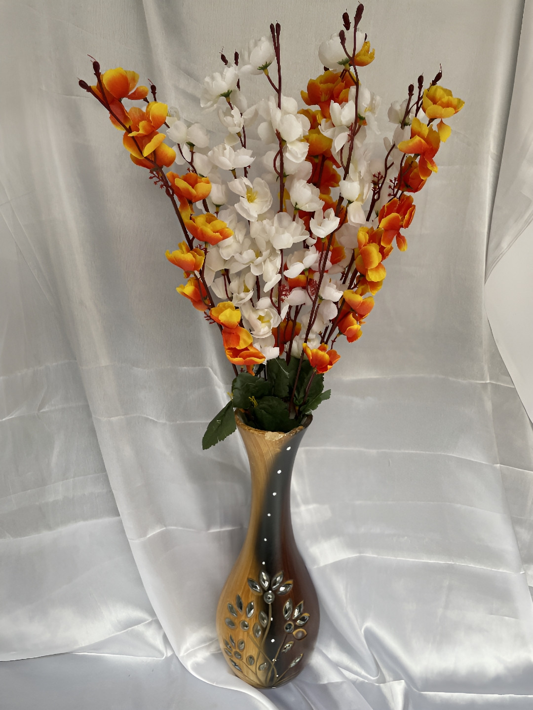 

WELL ART GALLERY White & Orange 9 Pieces Cherry Blossom Artificial Flower