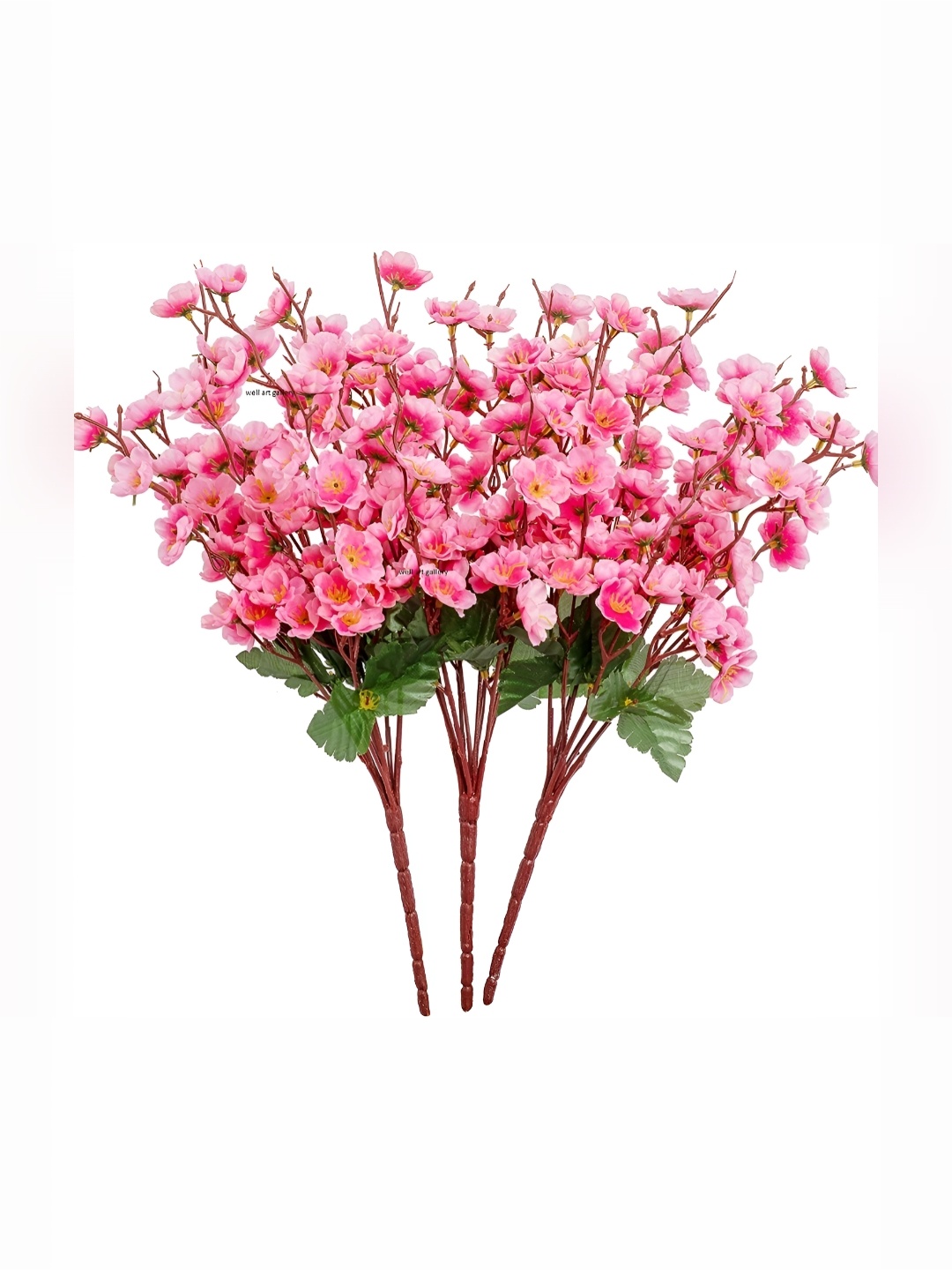 

WELL ART GALLERY Pink & Green 3 Pieces Cherry Blossom Artificial Flowers