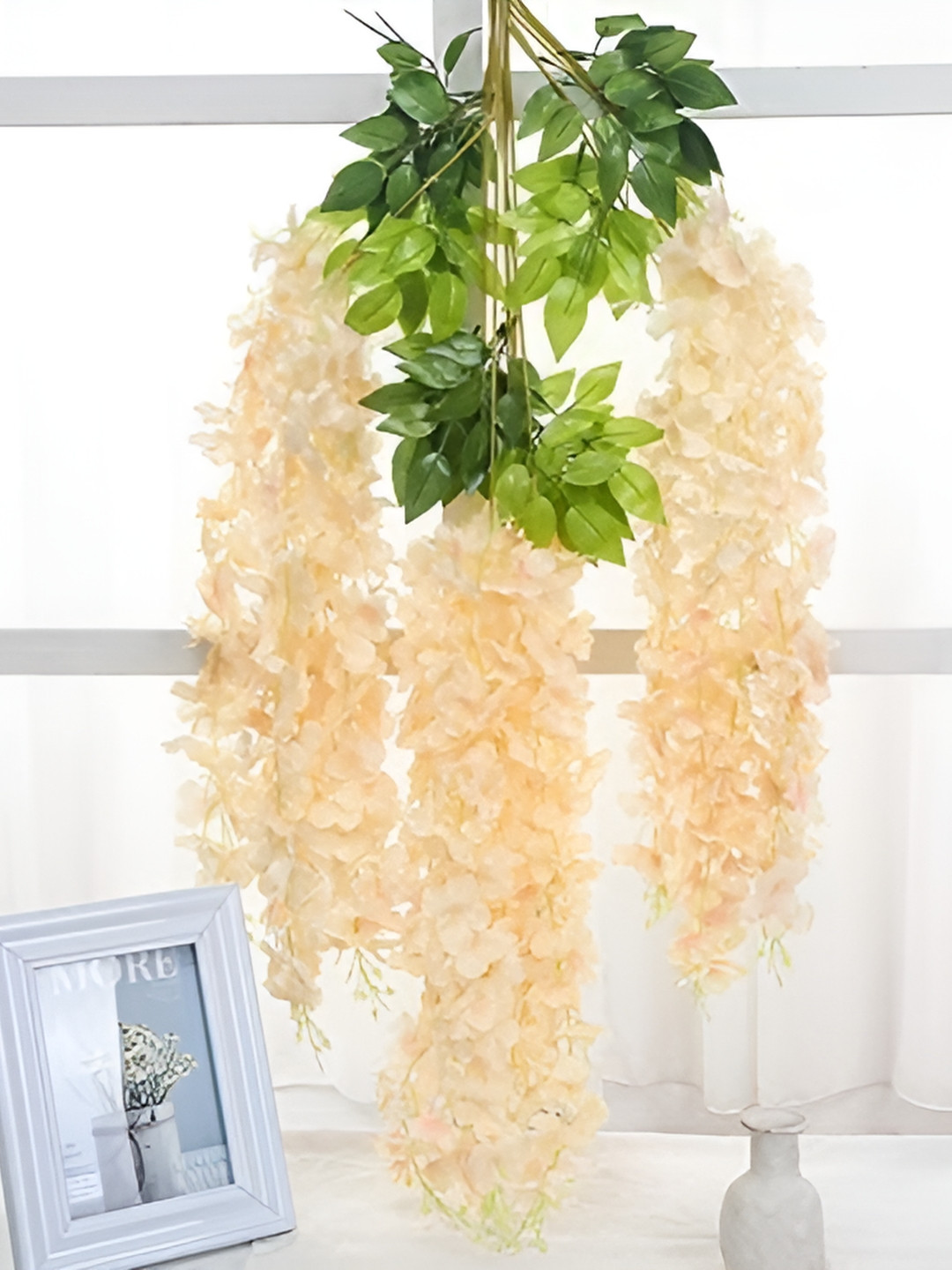 

WELL ART GALLERY Beige & Green 4 Pieces Hanging Blossom Artificial Flower