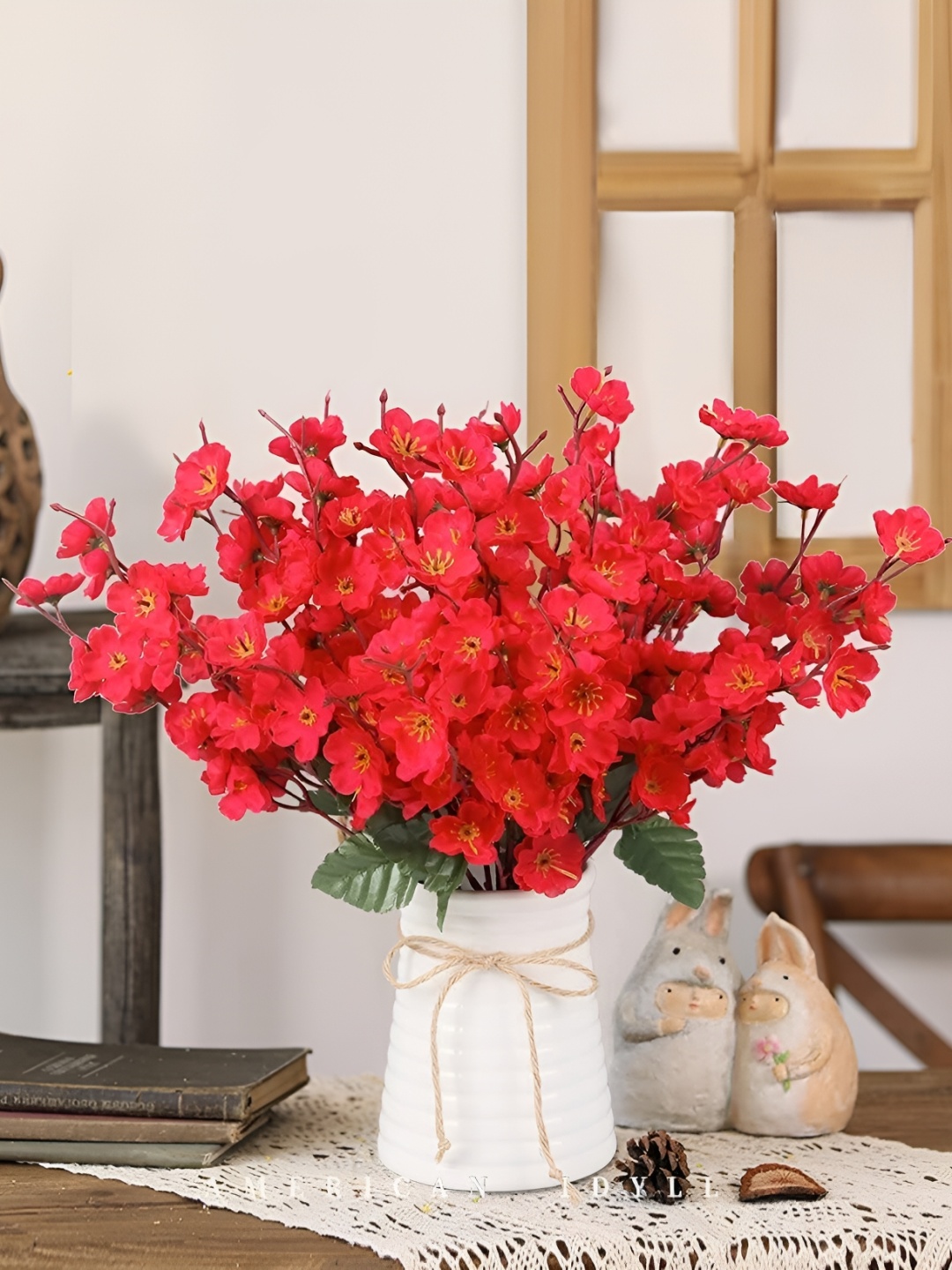 

WELL ART GALLERY Red 3 pieces Cherry Blossom Artificial Flowers