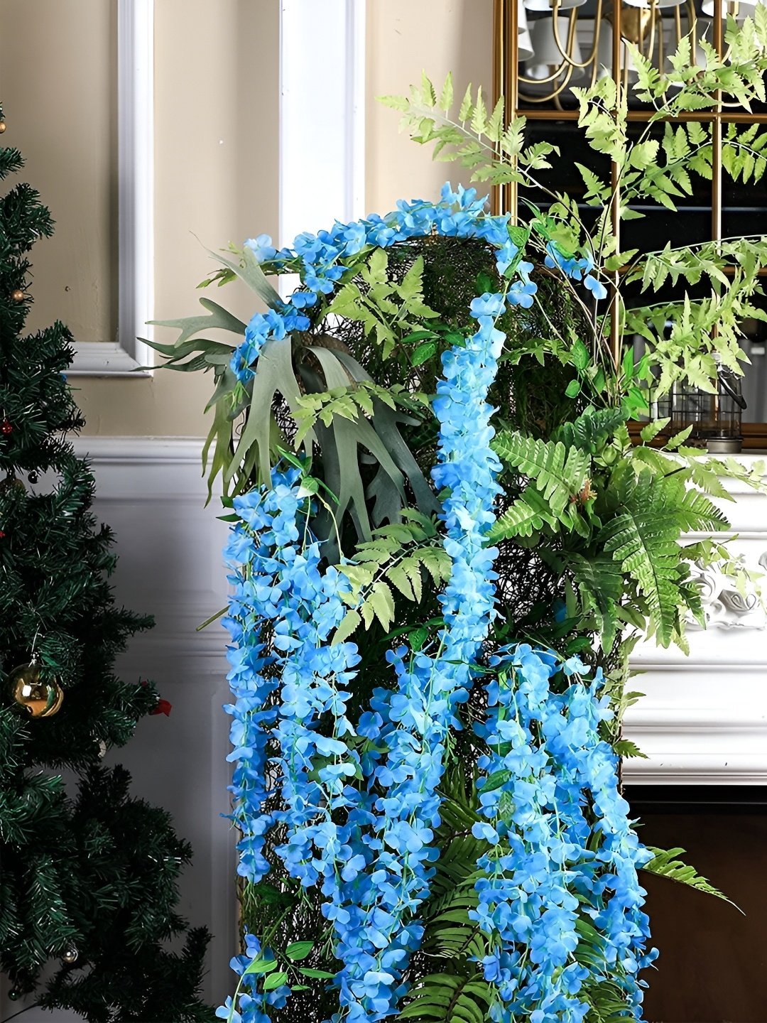 

WELL ART GALLERY Blue 4 Pieces Hanging Blossom Artificial Flower