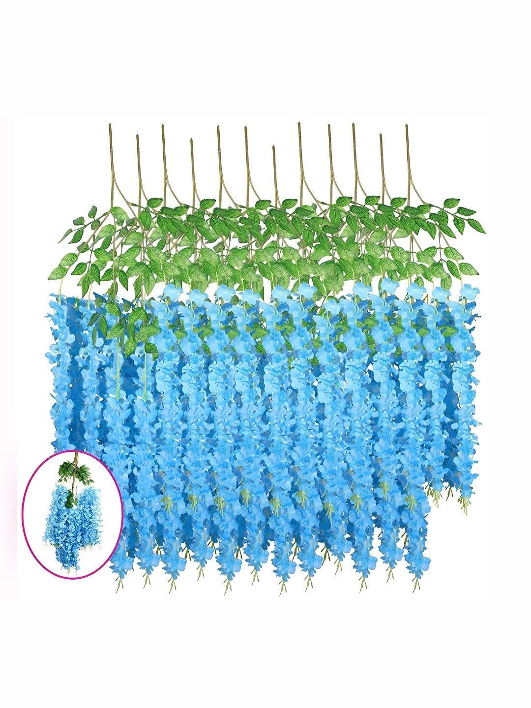 

WELL ART GALLERY Blue 4 Pieces Hanging Blossom Artificial Flowers
