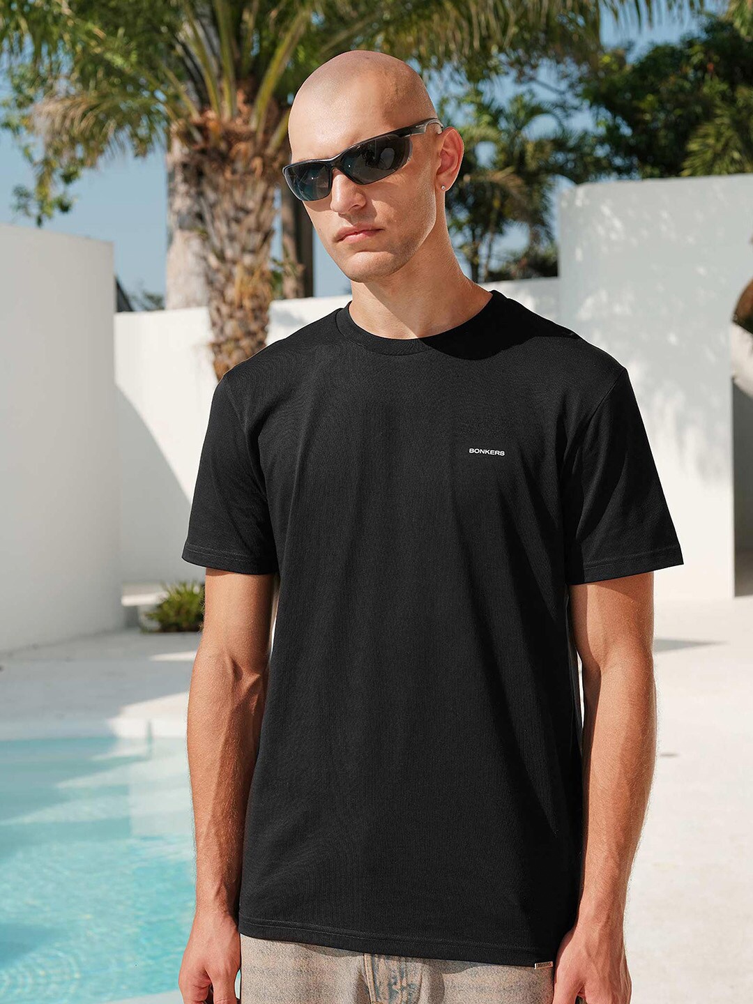 

Bonkers Corner Men Pure Cotton Round Neck Supima Relaxed Fit T-shirt, Black