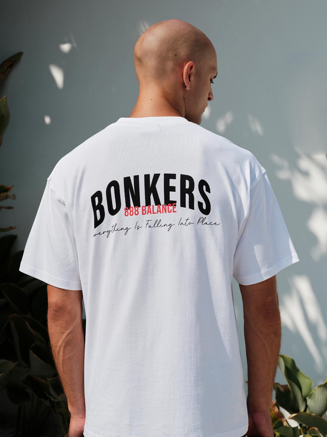

Bonkers Corner Men Pure Cotton Round Neck Supima Oversized T-shirt, White