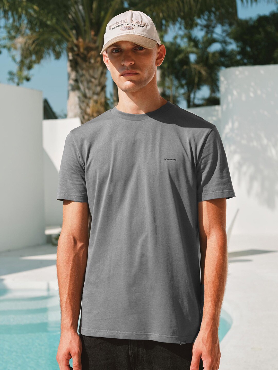 

Bonkers Corner Men Pure Cotton Round Neck Supima Relaxed Fit T-shirt, Grey