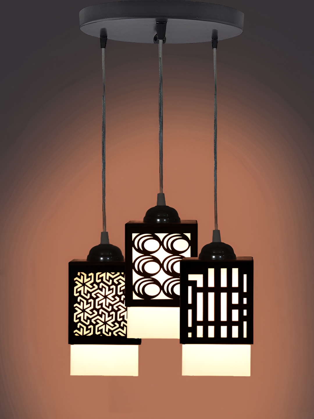 

Afast Black & White Textured Wooden Traditional Rectangle Ceiling Lamp