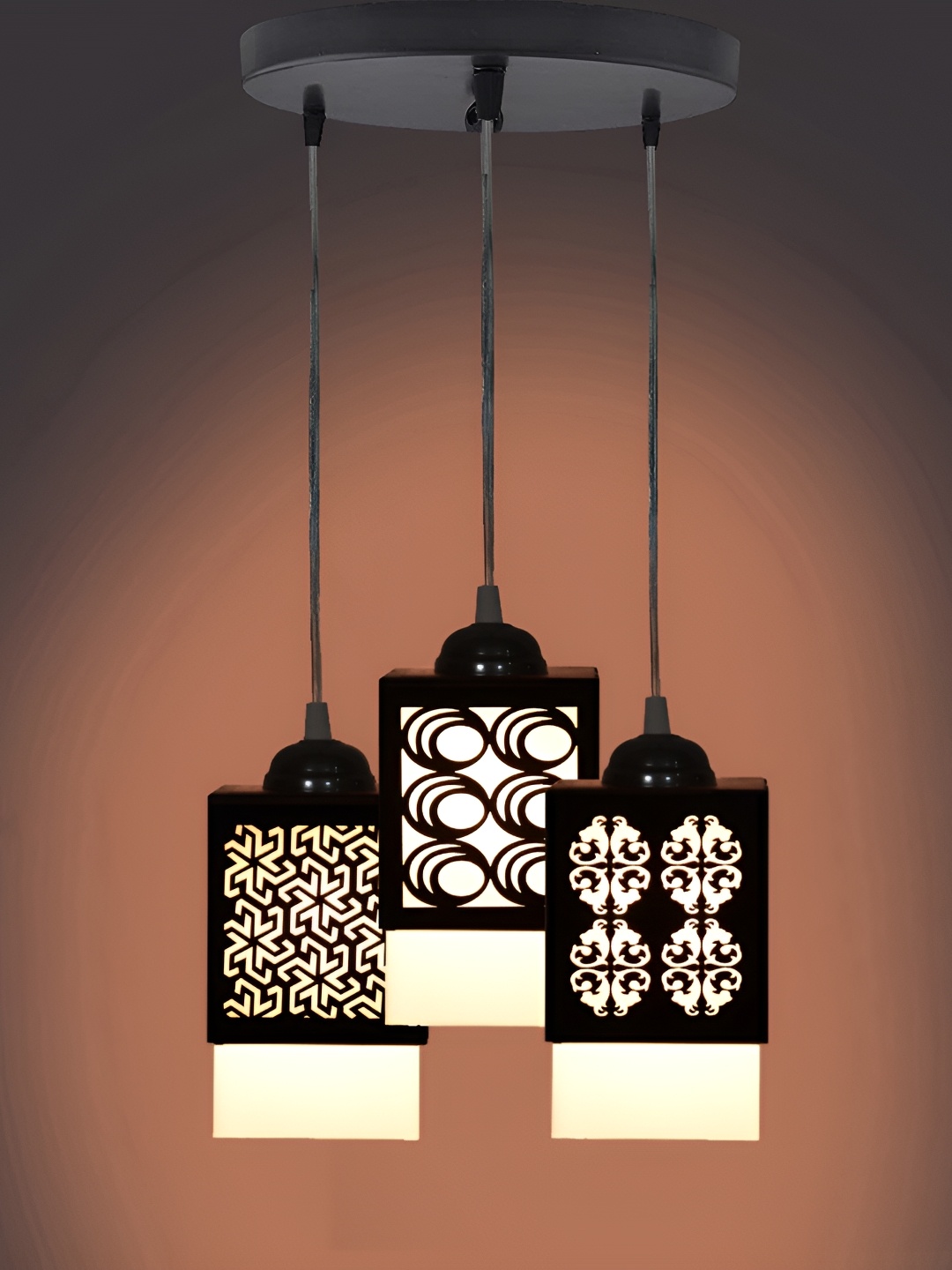 

Afast Black & White Textured Wooden Traditional Rectangle Ceiling Lamp