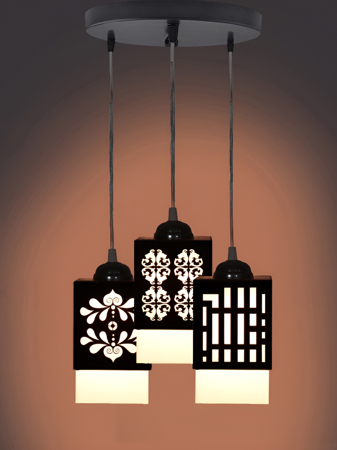 

Afast Black & White Traditional Wooden Textured Ceiling Lamp